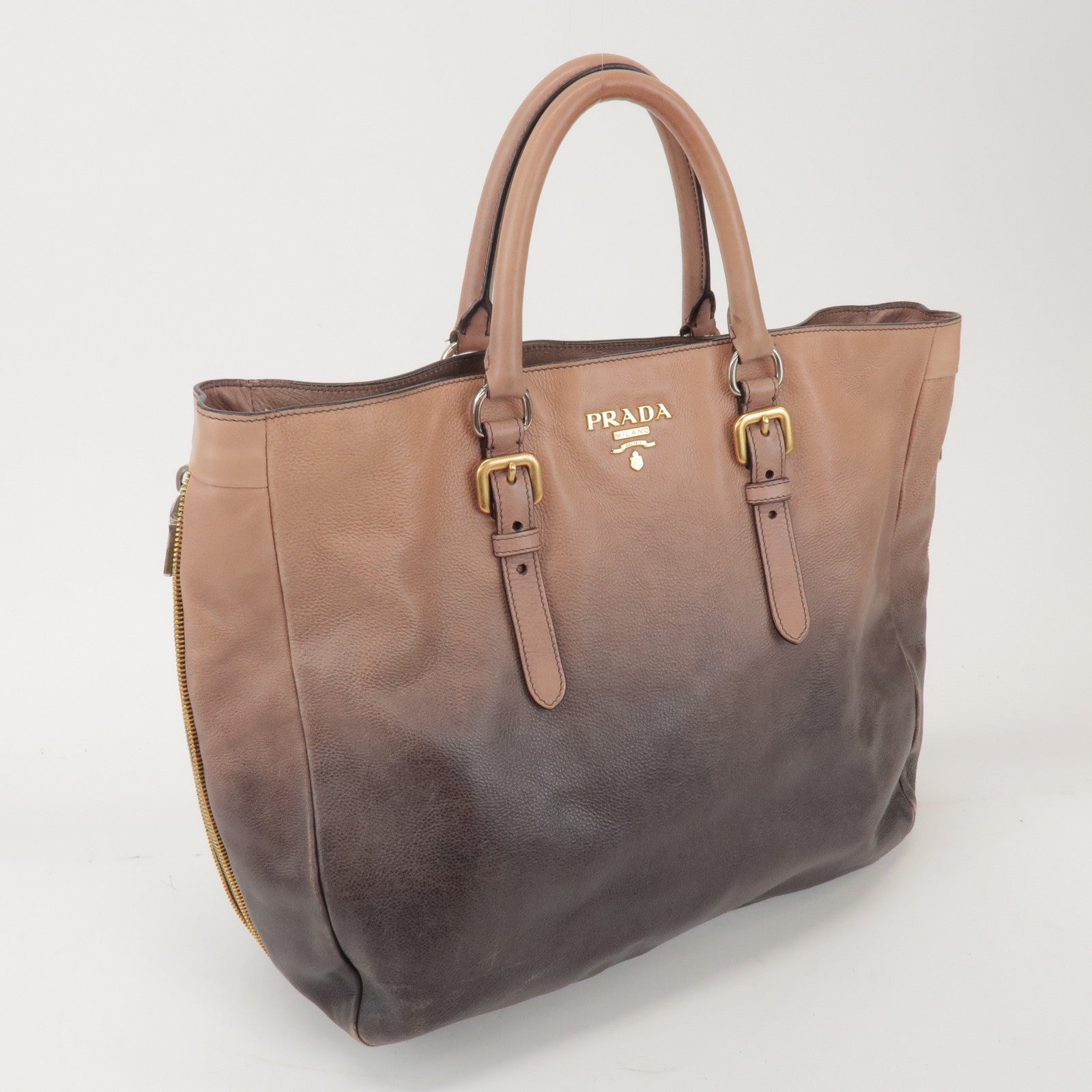 PRADA Leather 2Way Bag Hand Bag Shoulder Bag Brown BN1592