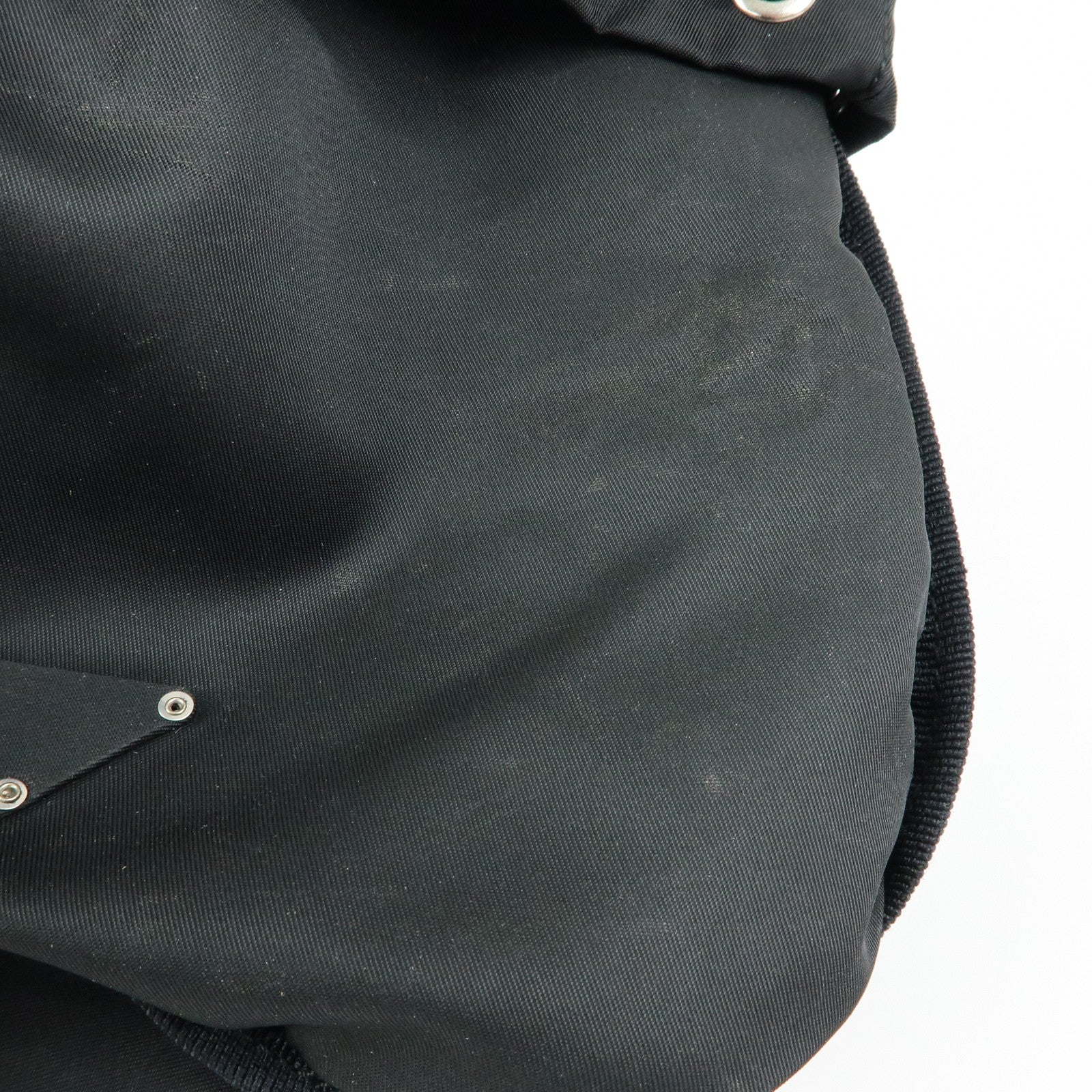 PRADA Triangle Logo Nylon Leather Drawstring Pouch Black MV369