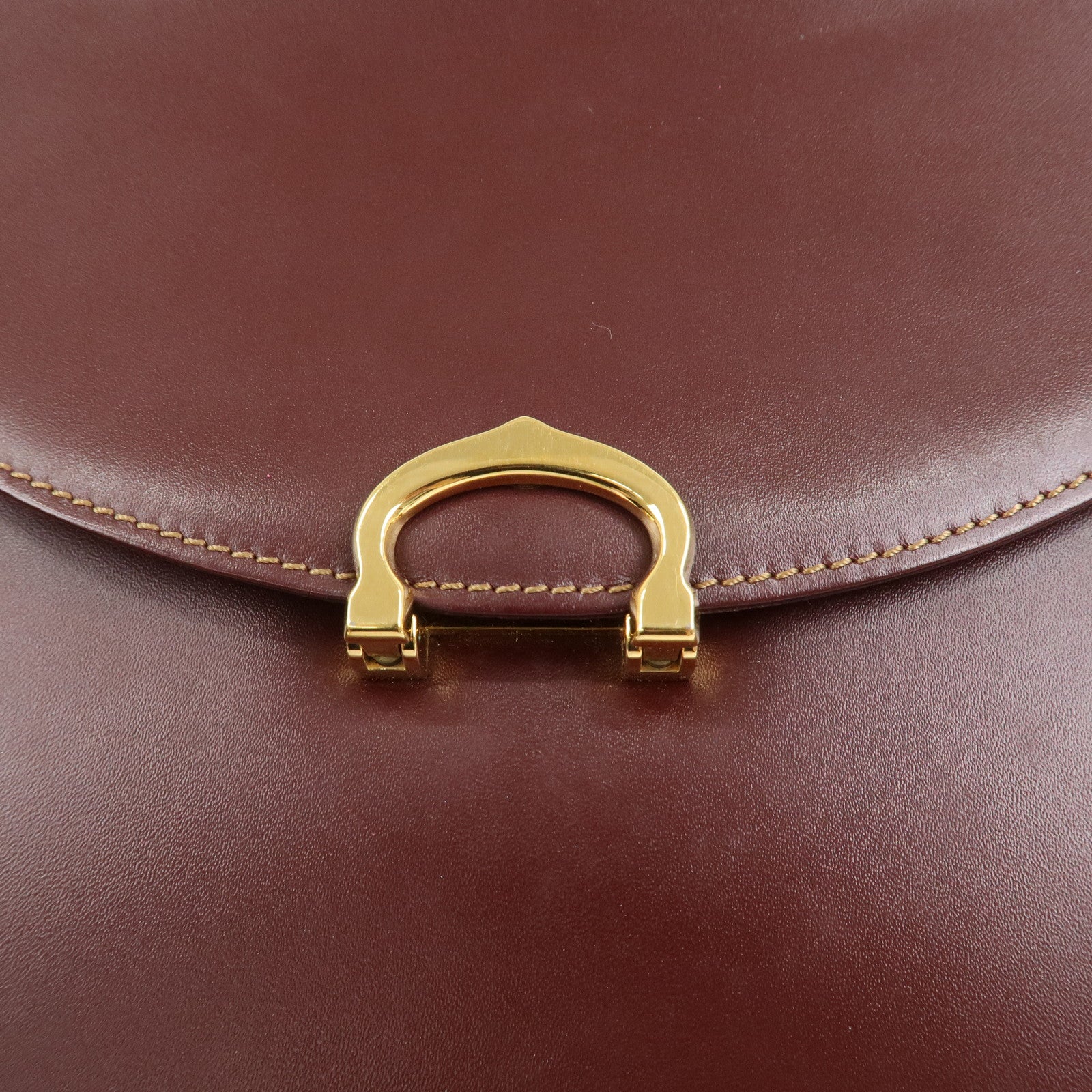Cartier Must Line Leather Hand Bag Bordeaux Gold HDW