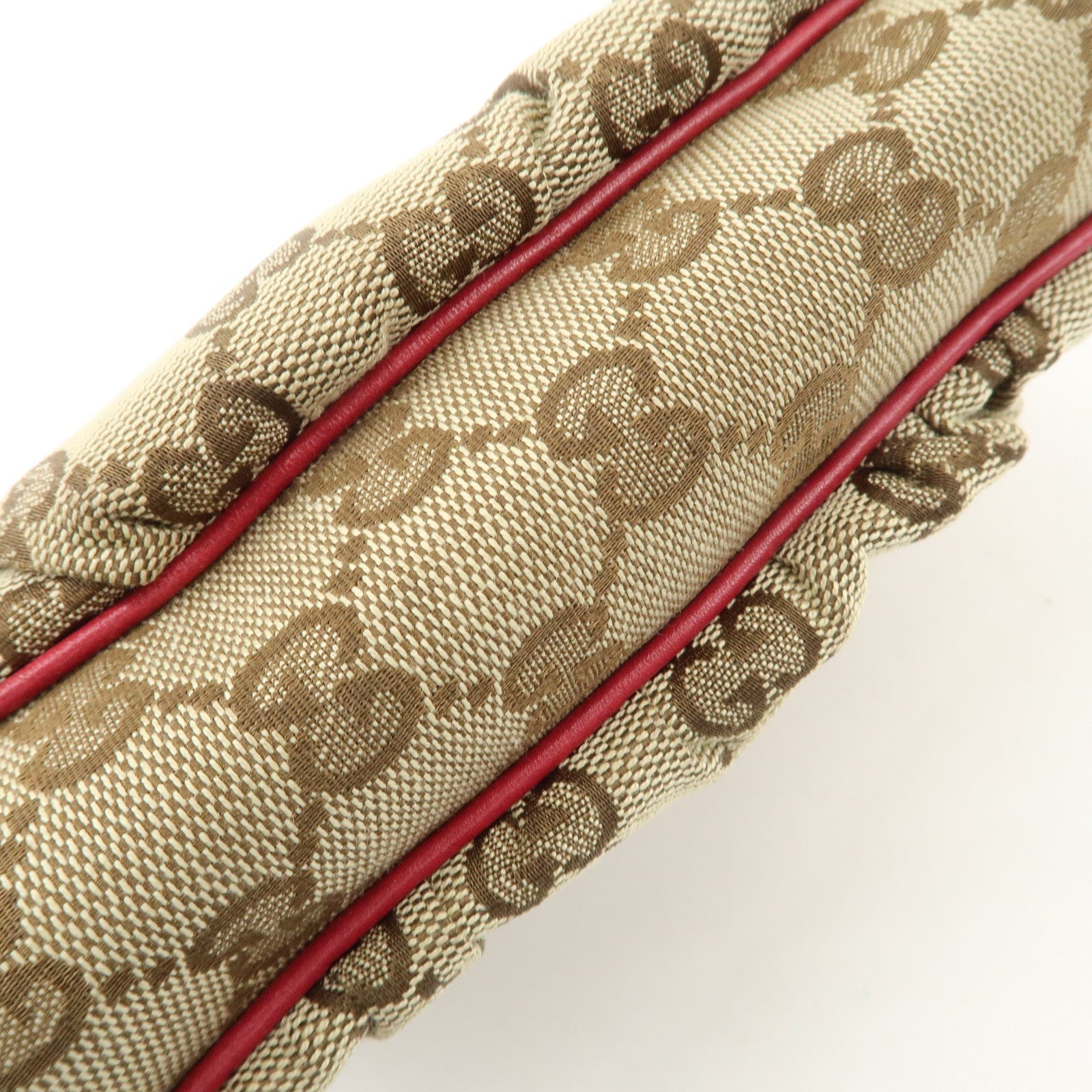 GUCCI Lovely Heart GG Canvas Leather Hand Bag Beige Red 245938 Used