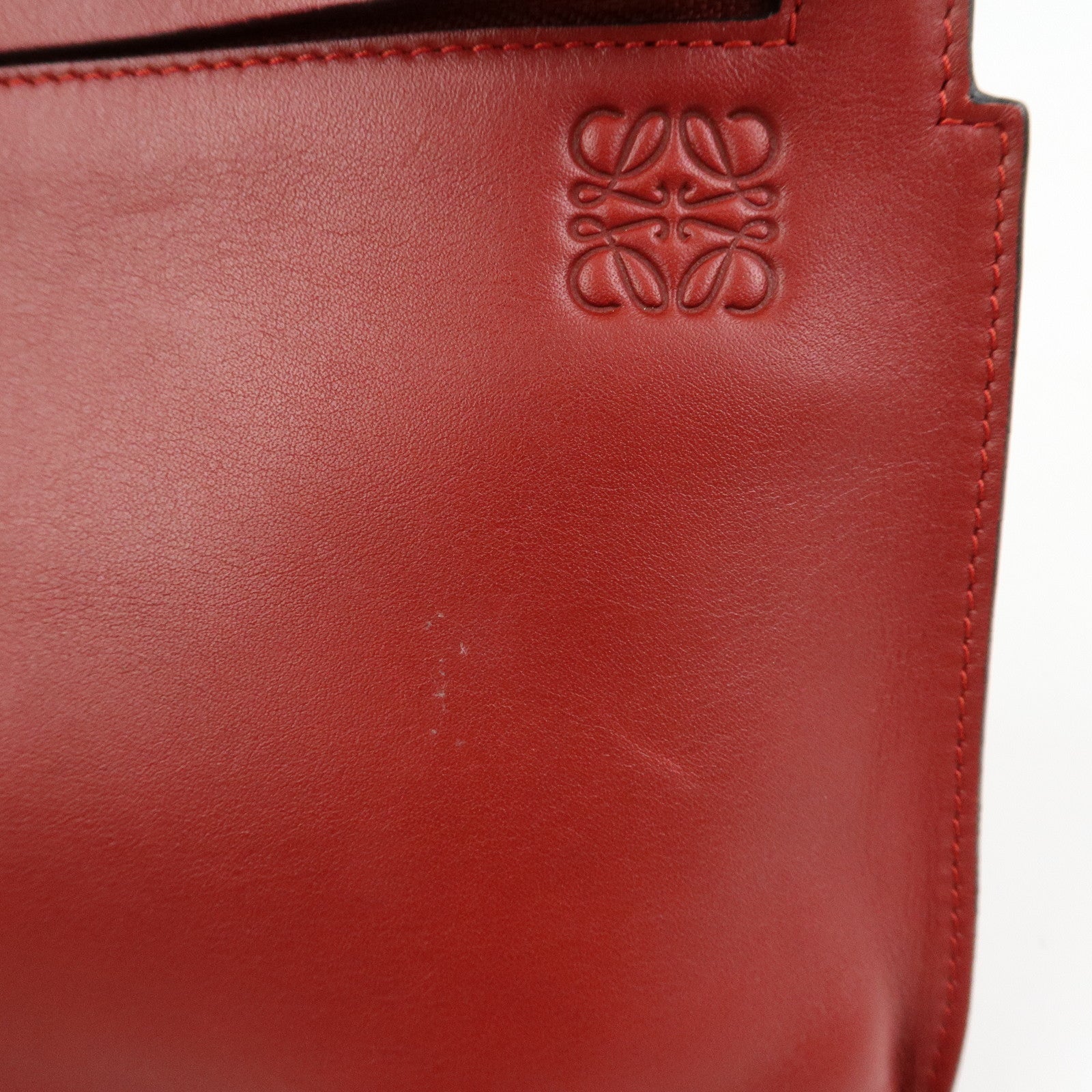 LOEWE Anagram Leather Pouch Clutch Bag Bordeaux Red