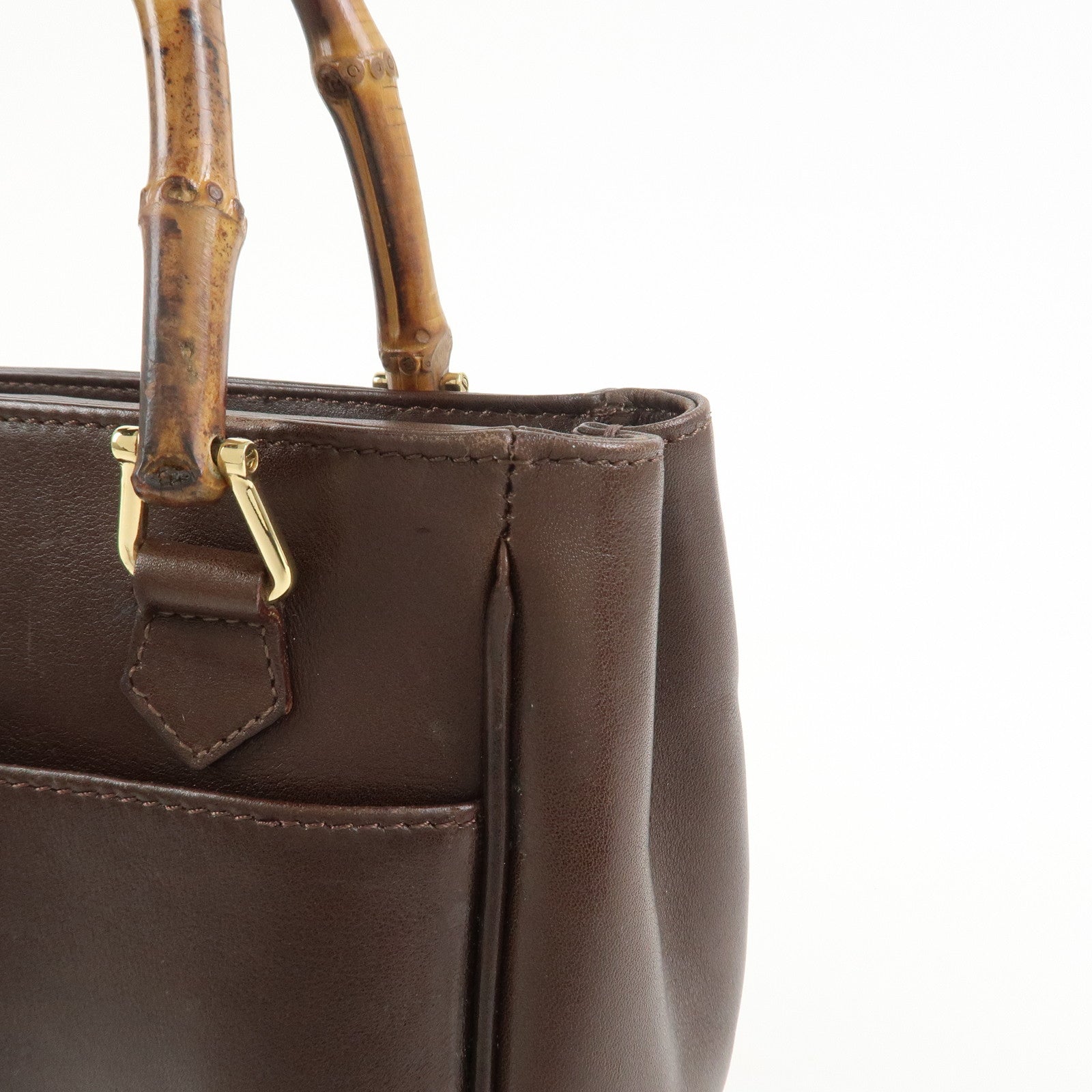 GUCCI Bamboo 2Way Bag Hand Bag Shoulder Bag Brown 000・122