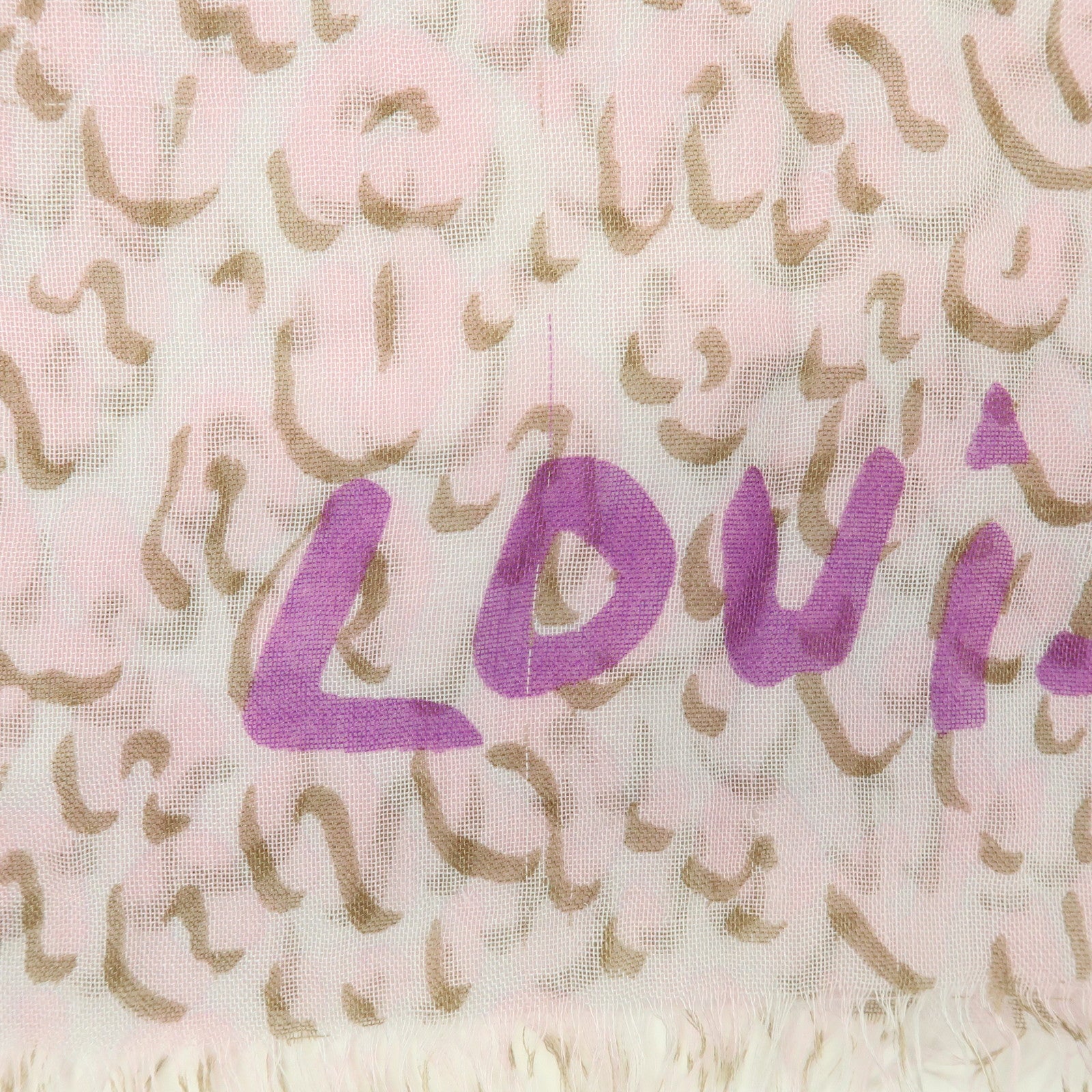 Louis Vuitton Leopard Cashmere Silk Scarf Shawl Pink Gray 413287