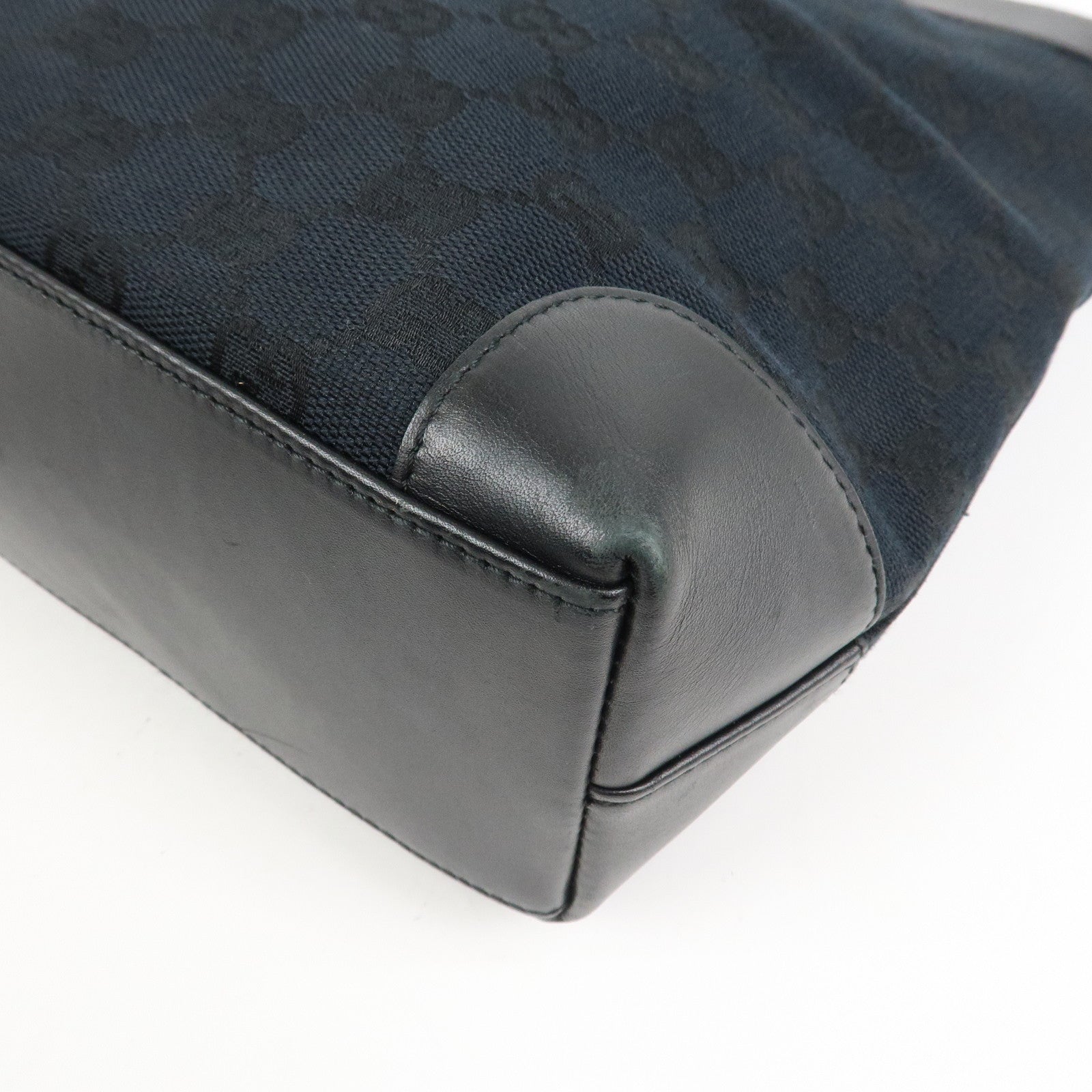 GUCCI GG Monogram Canvas Leather Tote Bag Hand Bag Black 002.1119