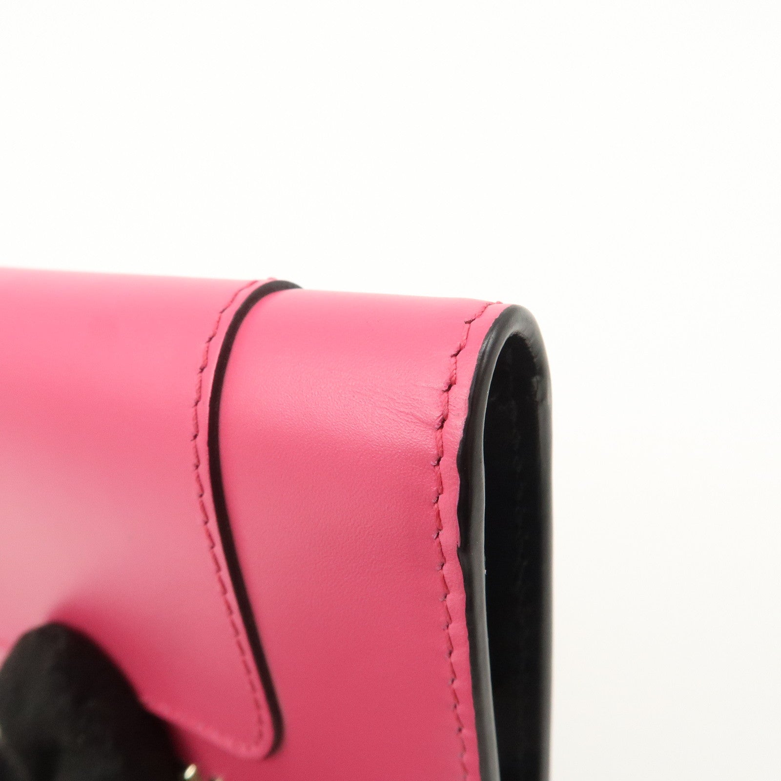 BVLGARI Serpenti Leather Card Case Card Holder Pink