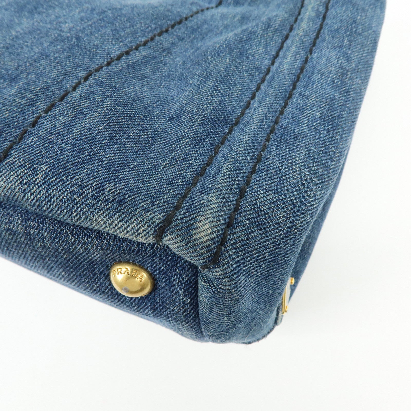 PRADA Triangle Logo Canapa Mini Canvas Denim 2Way Hand Bag 1BG439