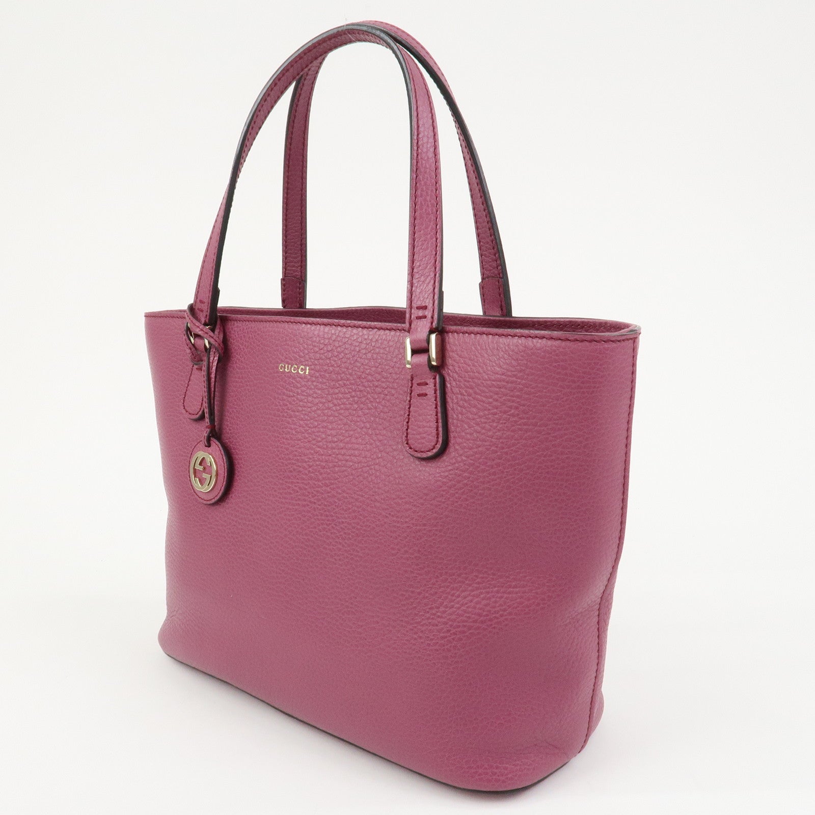 GUCCI Interlocking G Leather Tote Bag Shoulder Bag Purple 388561