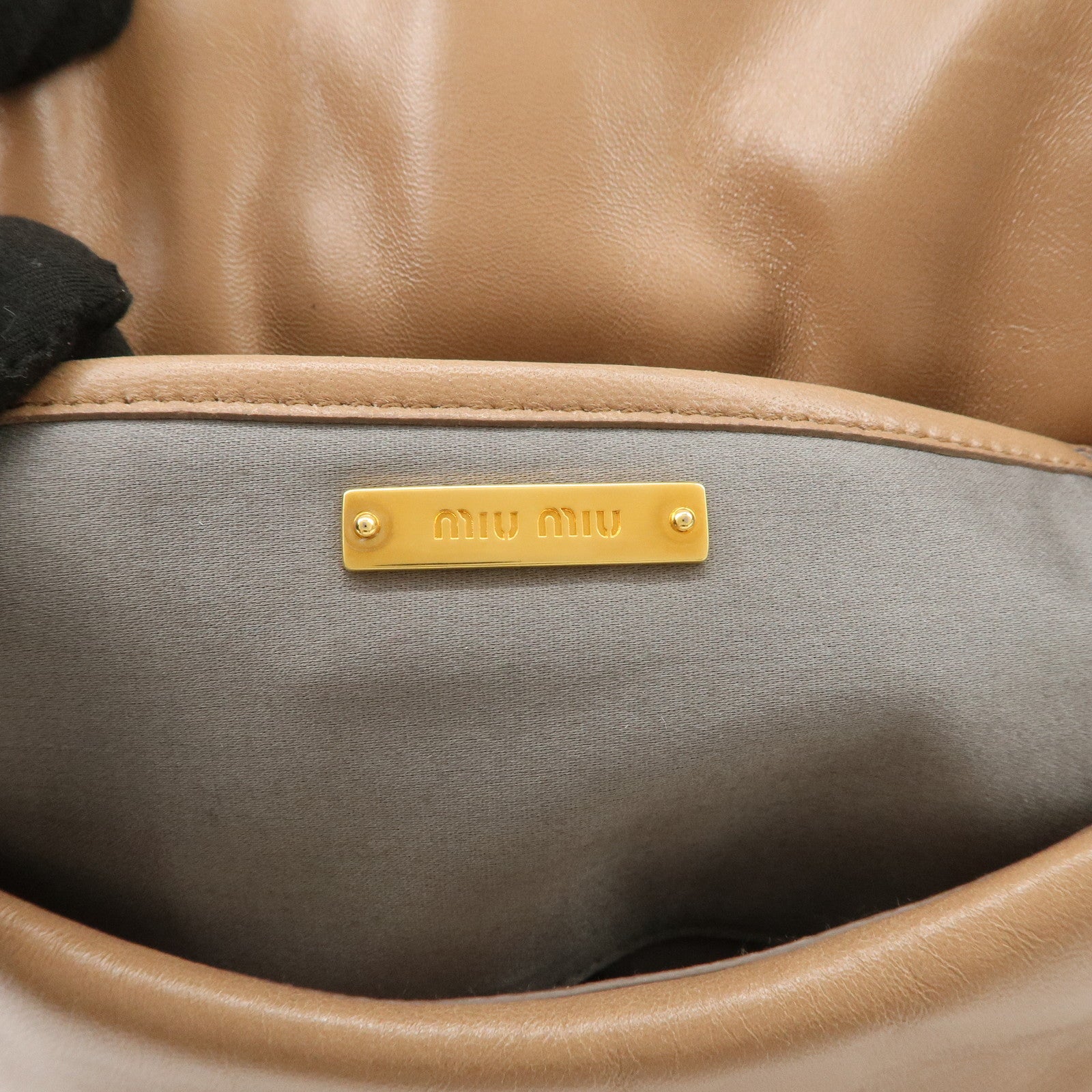 MIU MIU Leather 2Way Chain Shoulder Bag Clutch Bag Brown