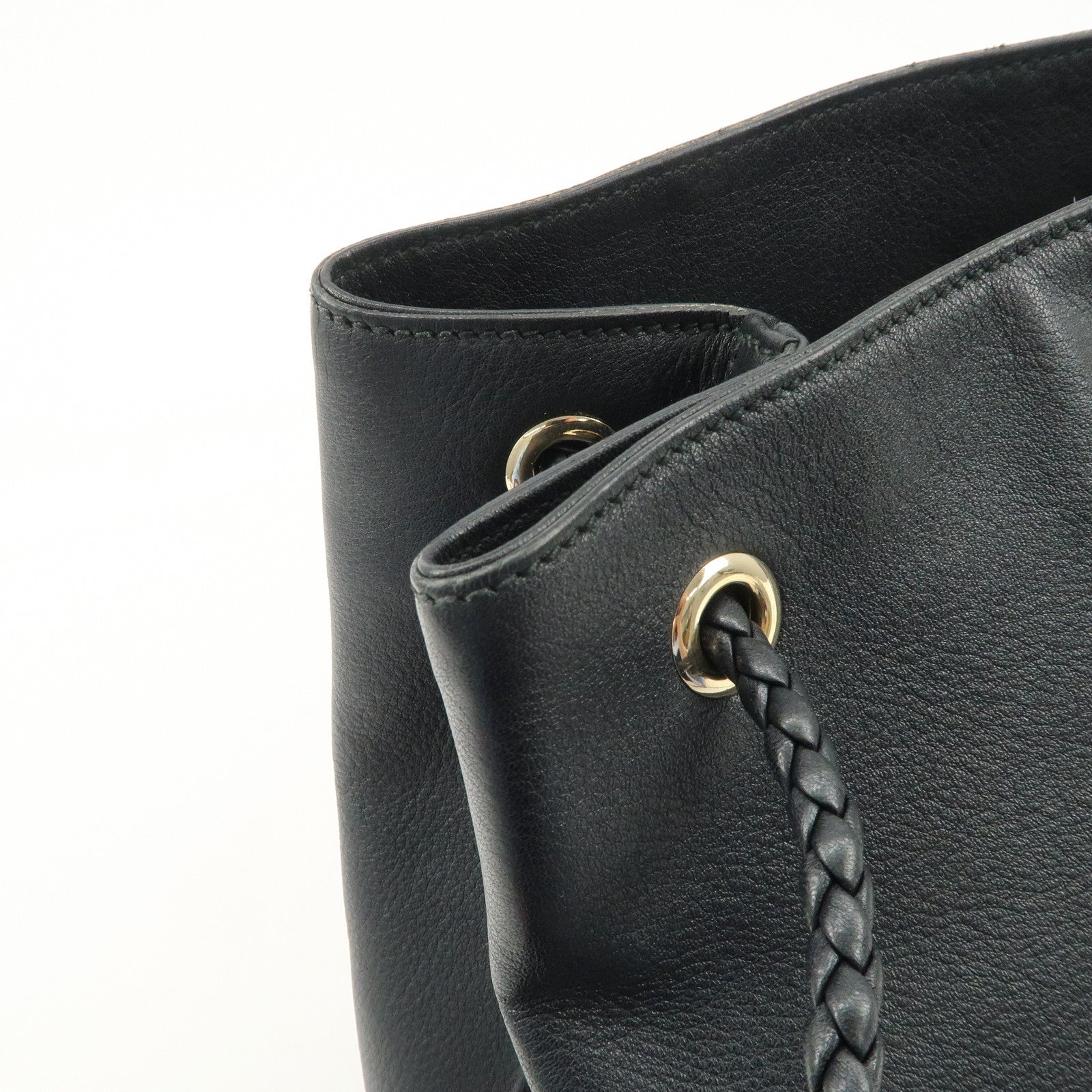 GUCCI Leather Tote Bag Shoulder Bag Black 419689 Used