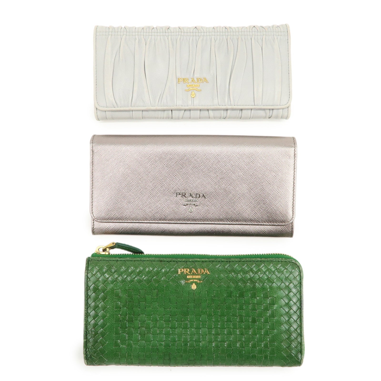 PRADA Leather Saffiano Leather Set of 3 Long Wallet 1MH132/1M1132