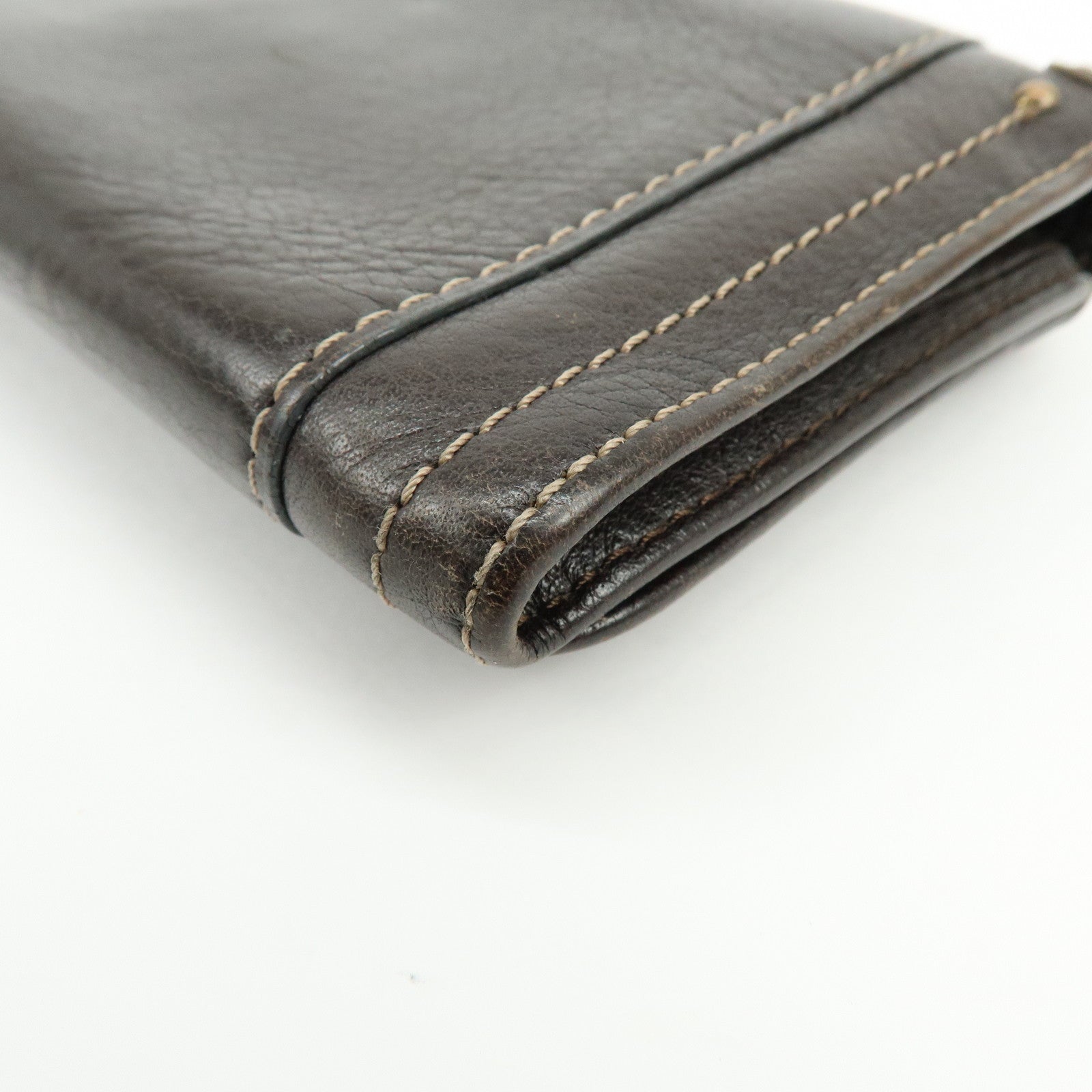 Chloe Paddington Leather Long Flap Wallet Dark Brown