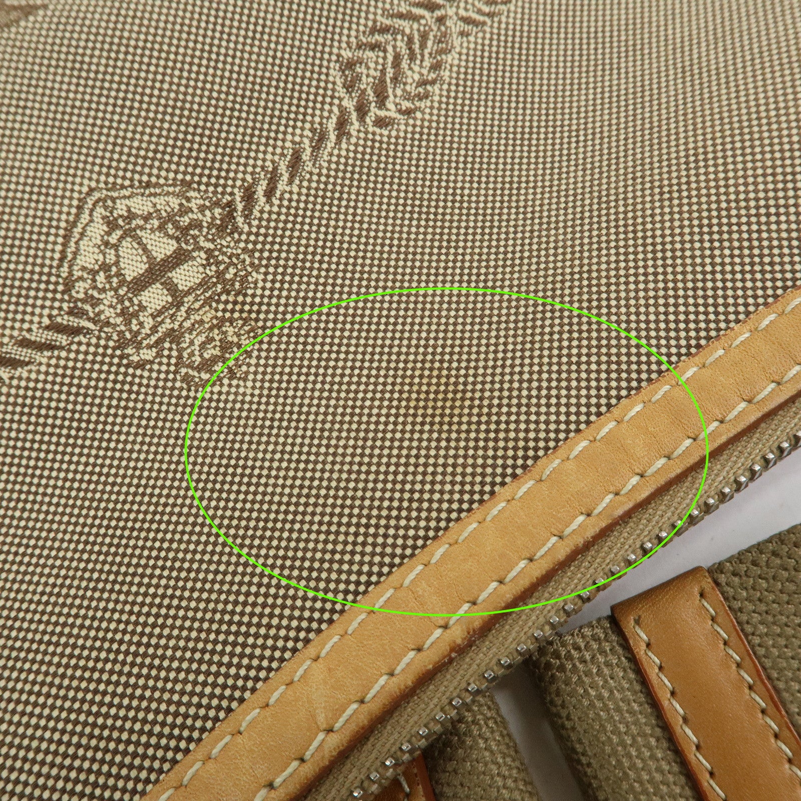 PRADA Logo Jacquard Leather Shoulder Bag Crossbody Bag Camel BT0533