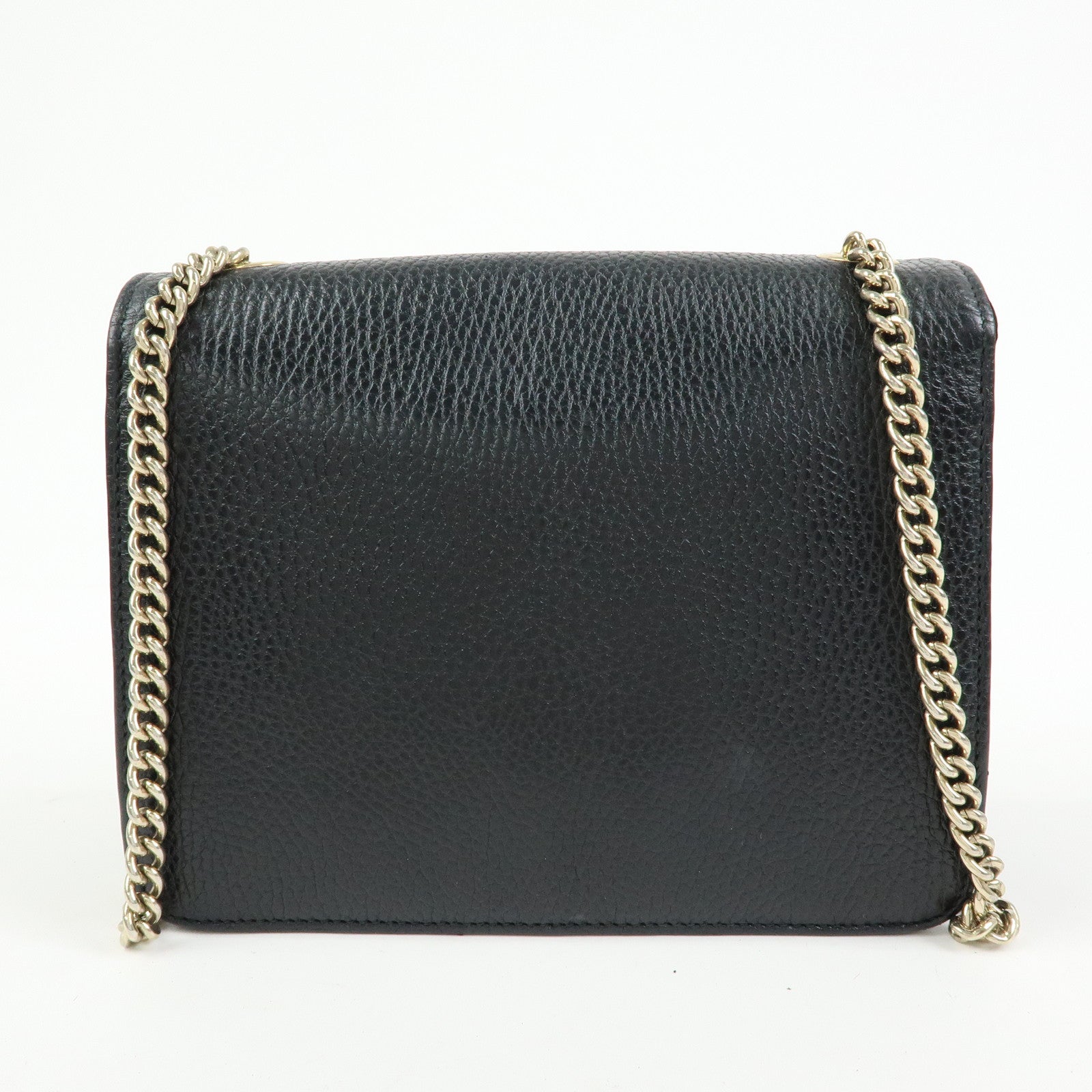 GUCCI Interlocking G Leather Chain Shoulder Bag Black 510304