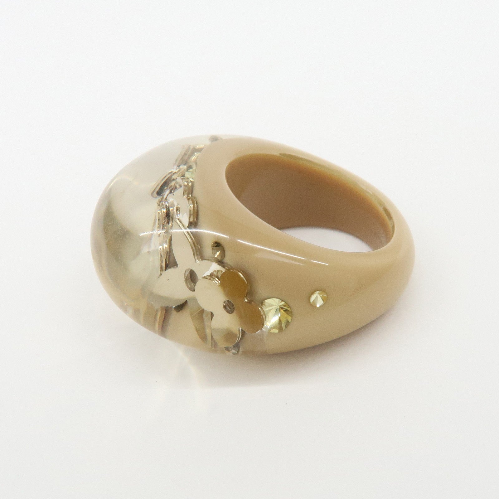 Louis Vuitton Burg Inclusion Resin Ring Beige Gold US6.5 M65311