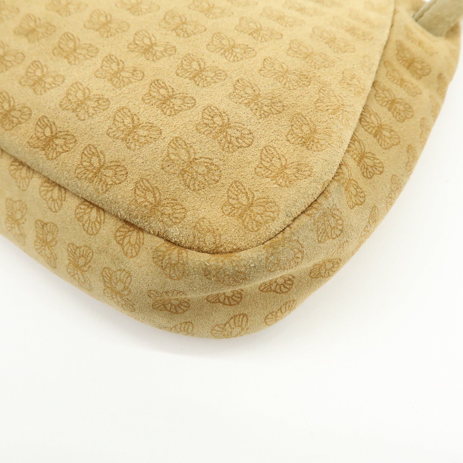 BOTTEGA VENETA Suede Butterfly Shoulder Bag Hand Bag Beige