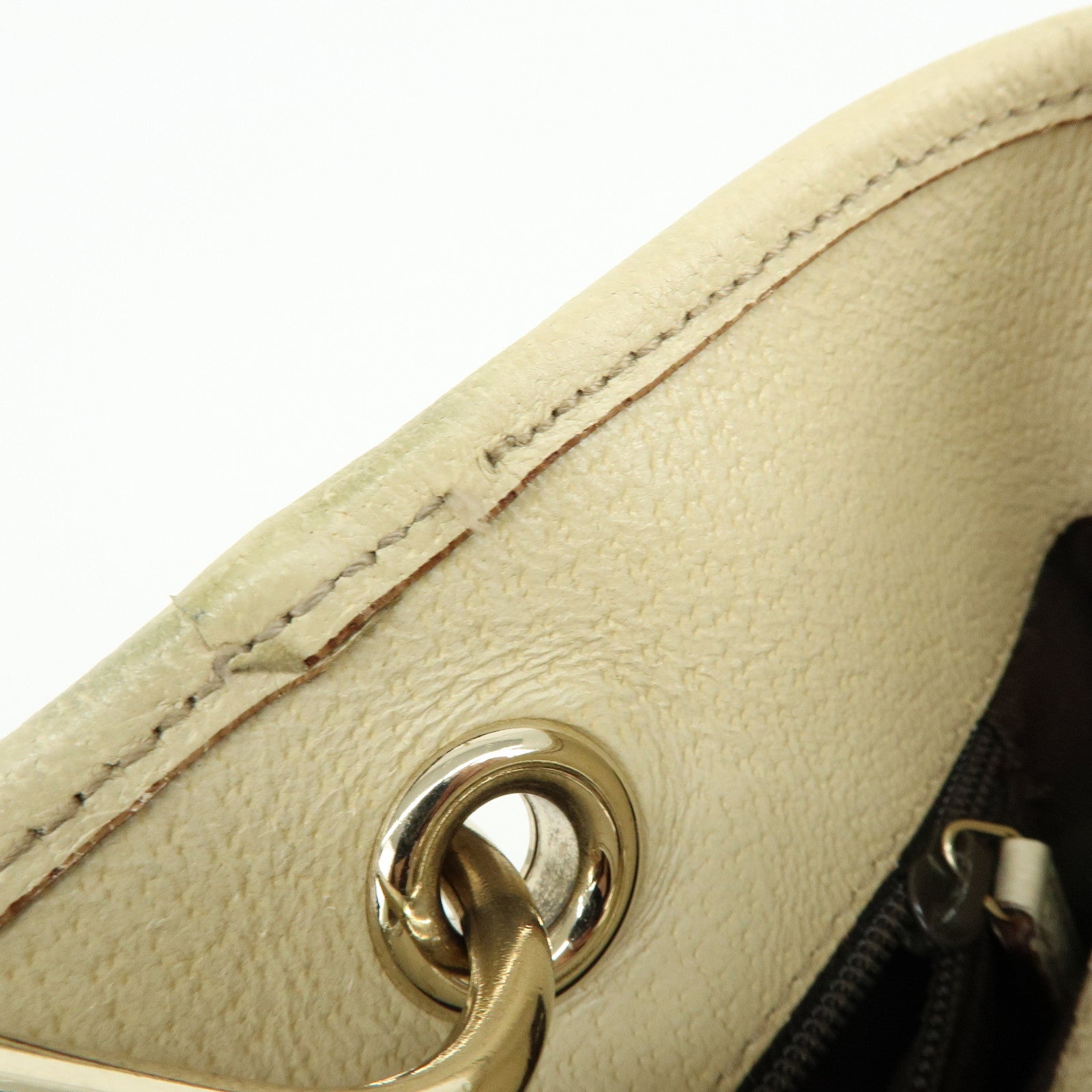 GUCCI GG Canvas Leather Tote Bag Hand Bag Beige Ivory 120840