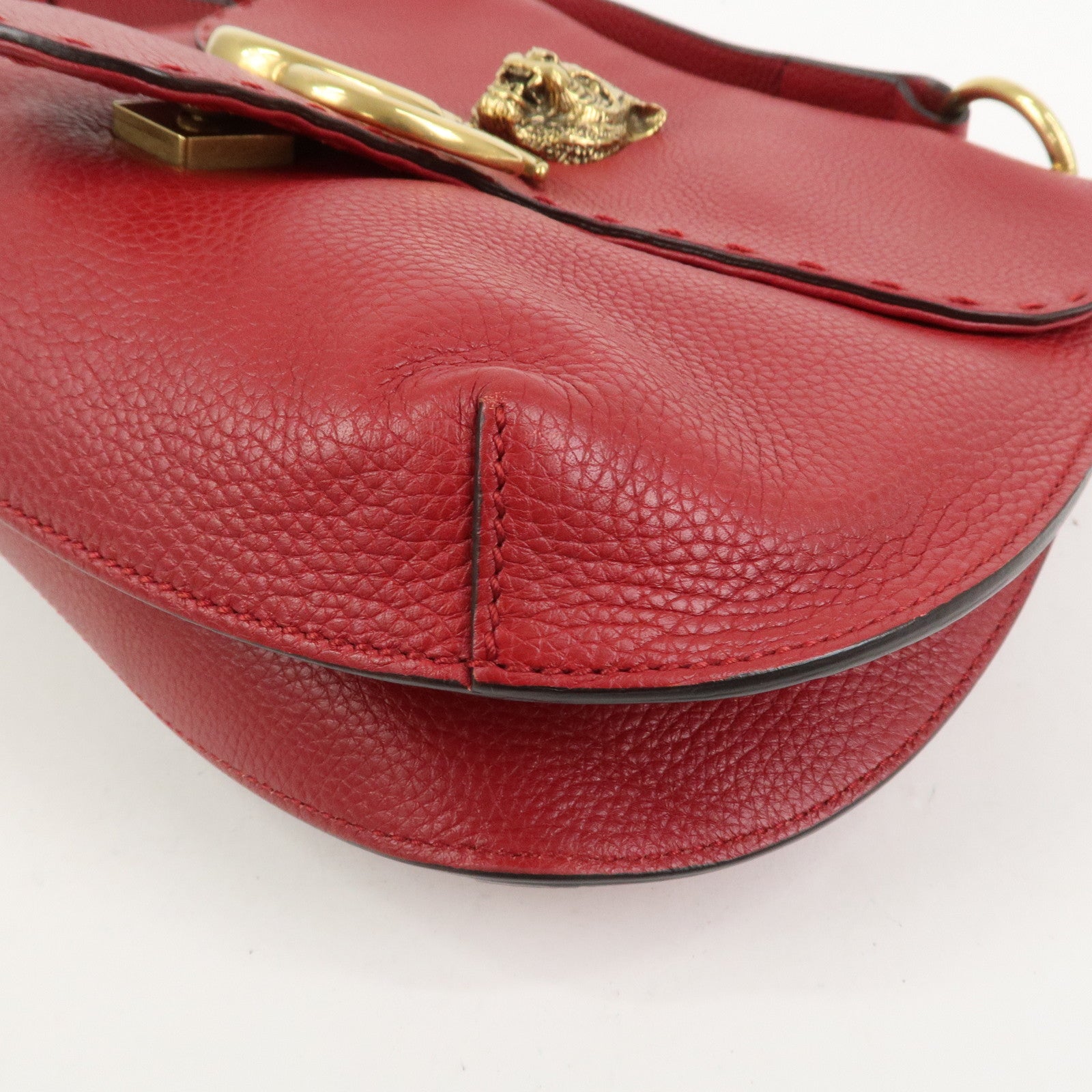 GUCCI GG Marmont Tiger Head Leather Shoulder Bag Red 409154