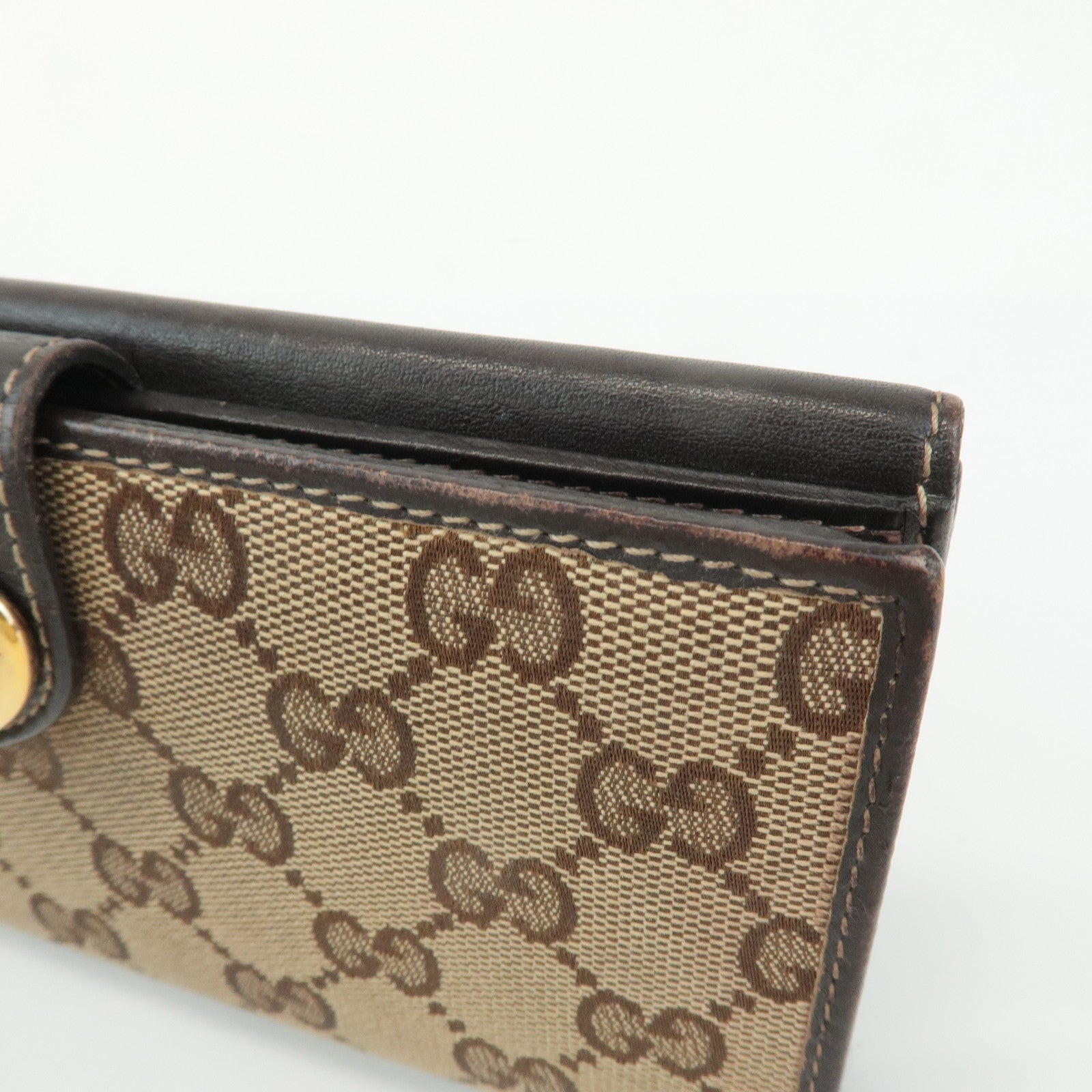 GUCCI Set of 2 GG Canvas Leather Wallet Beige Brown 203550/112715 Used