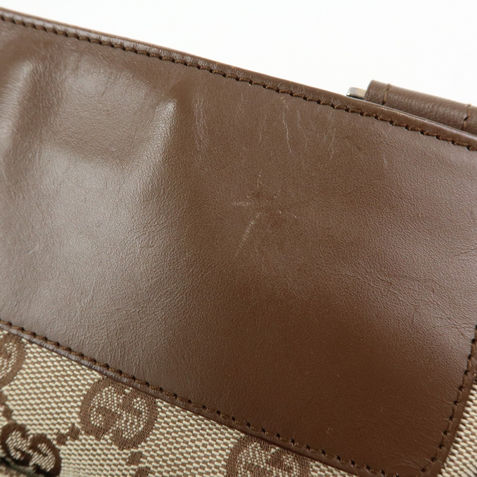 GUCCI GG Canvas Leather Shoulder Bag Crossbody Bag Brown 27639