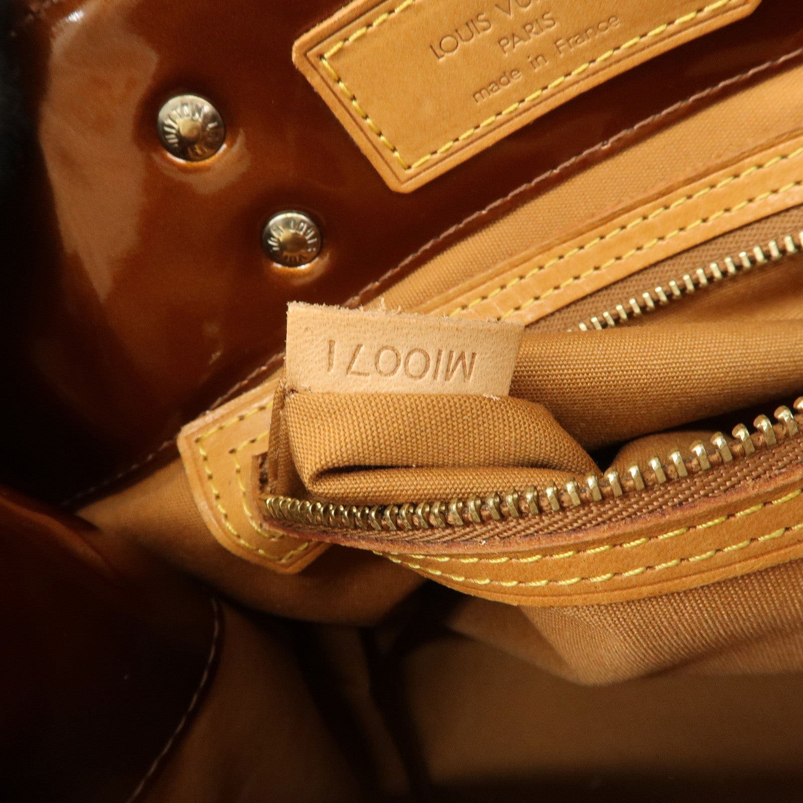 Louis Vuitton Monogram Vernis Lead PM Hand Bag Bronze M91146 Used