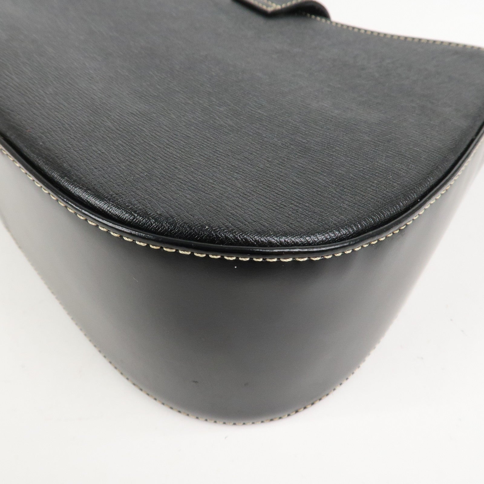BURBERRY Leather Shoulder Bag Hand Bag Black Gold HDW