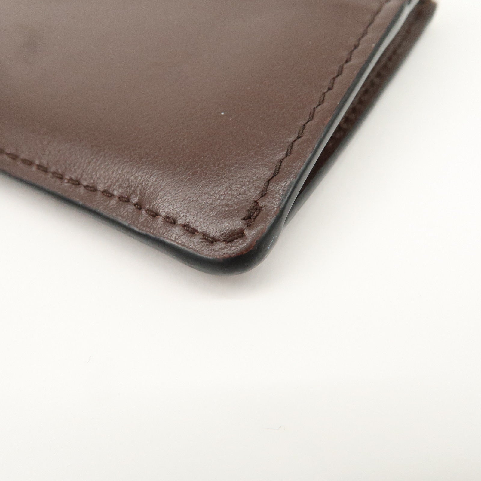 MIU MIU LOGO Leather Coin Case Card Case Brown Used