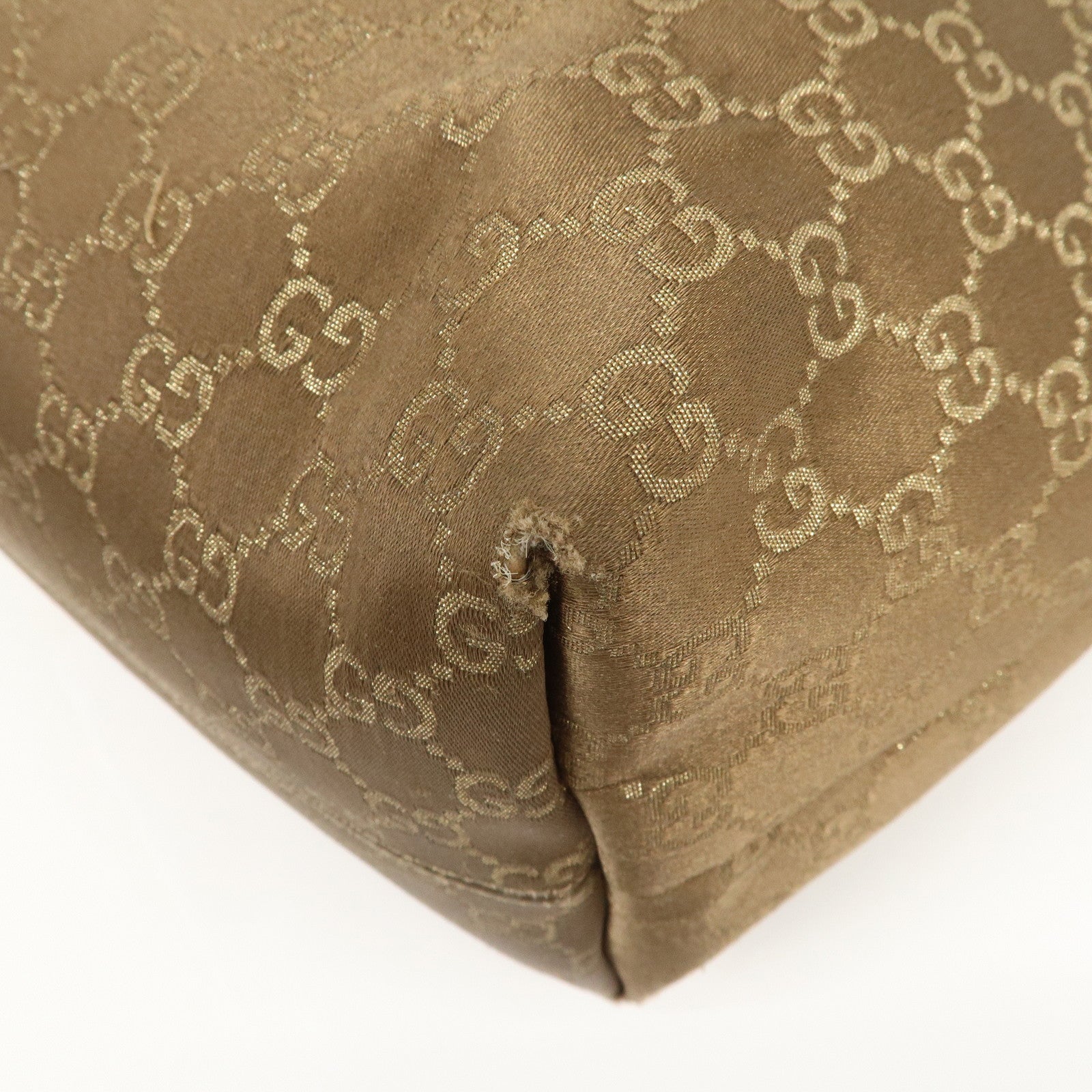 GUCCI Logo GG Canvas Leather Tote Bag Hand Bag Brown Gold 267474