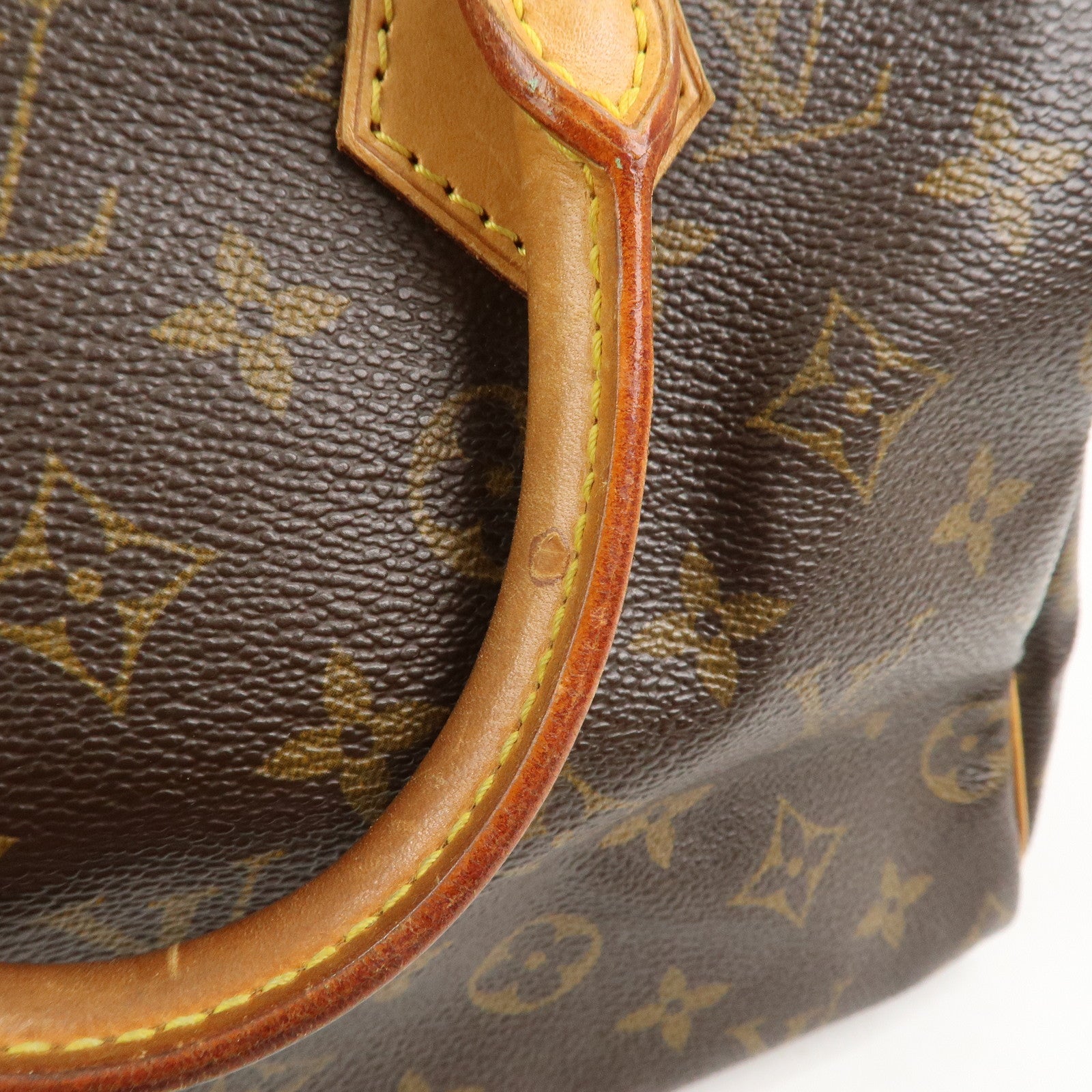 Louis Vuitton Monogram Canvas Leather Speedy 25 Boston Bag Brown M41528
