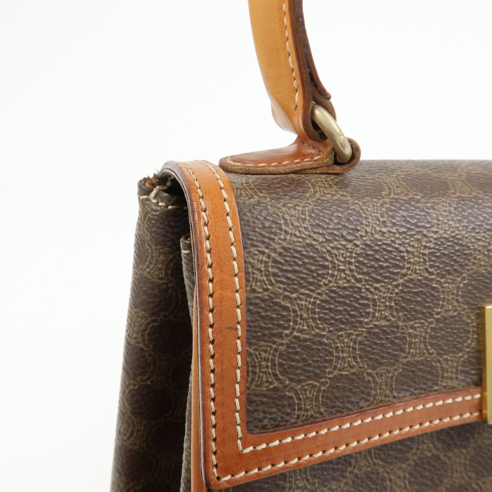 CELINE Macadam PVC Leather 2WAY Bag Hand Bag Shoulder Bag Brown
