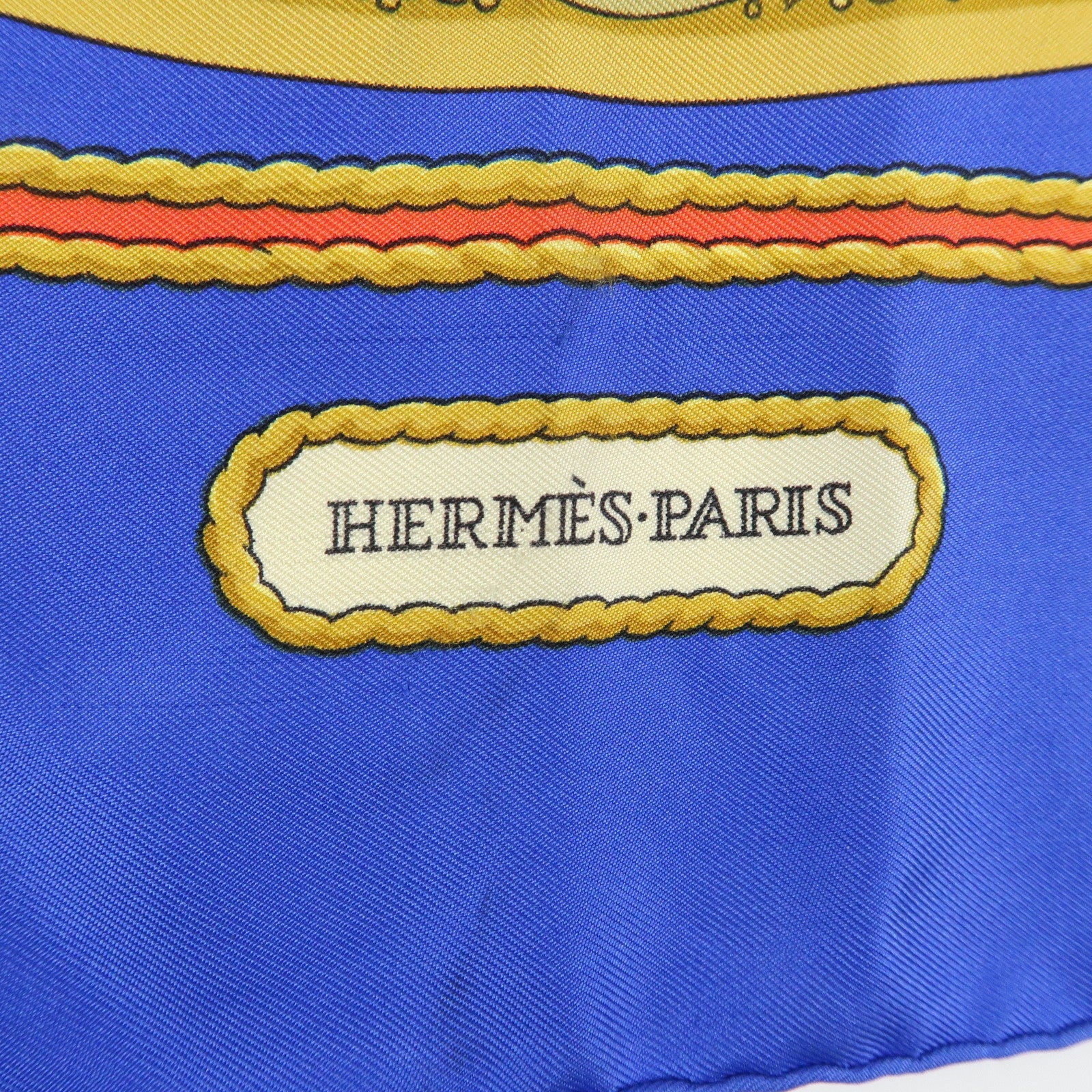 HERMES Carre 90 Silk 100% Scarf HOMMAGE A CHARLES GARNIER Blue