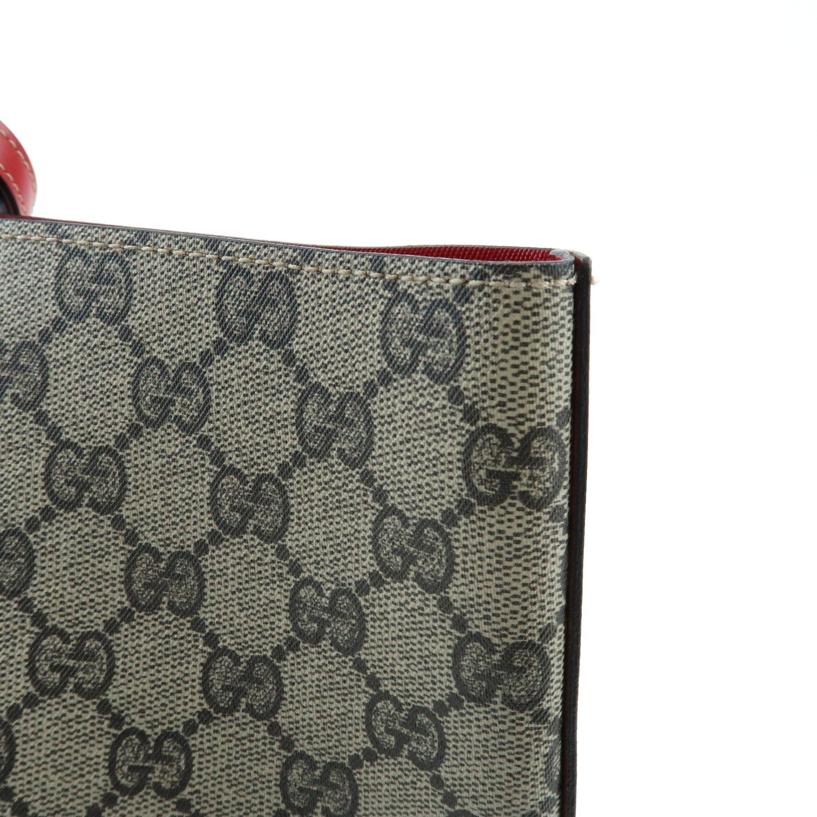 GUCCI Reversible GG Supreme Leather Tote Bag Beige Red 368568