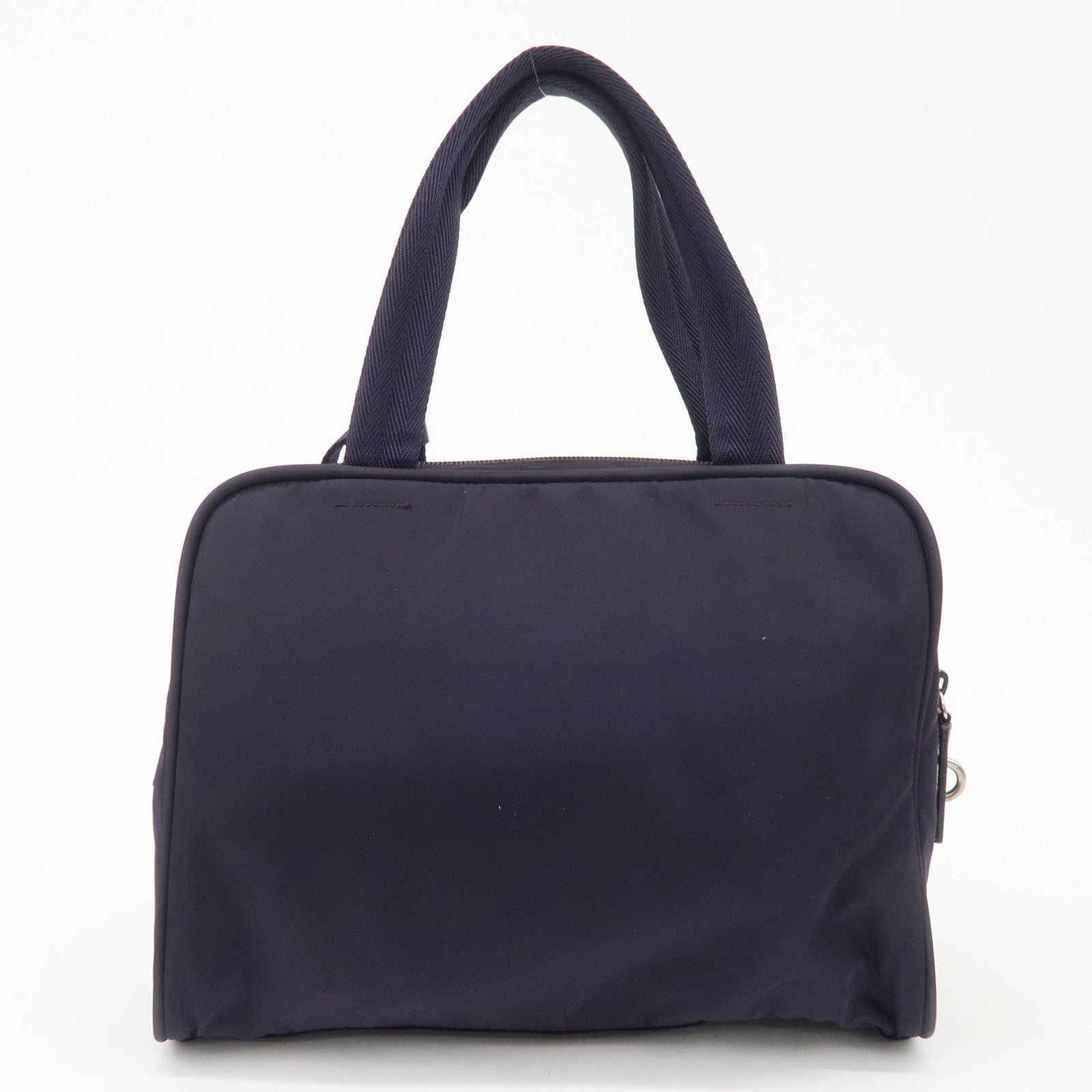 PRADA Triangle Logo Leather Nylon Hand Bag Purple B8495