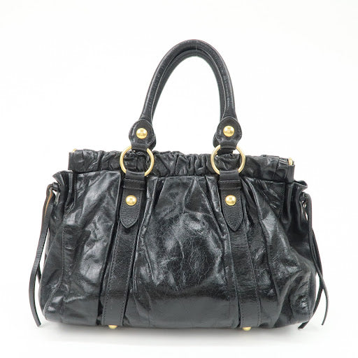 MIU MIU Patent Leather 2Way Tote Bag Shoulder Bag Black RT0383