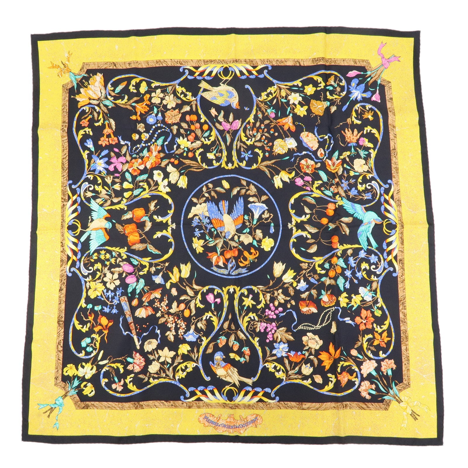 HERMES Carre 90 Silk 100% Scarf PIERRES D' ORIENT ET D' OCCIDENT