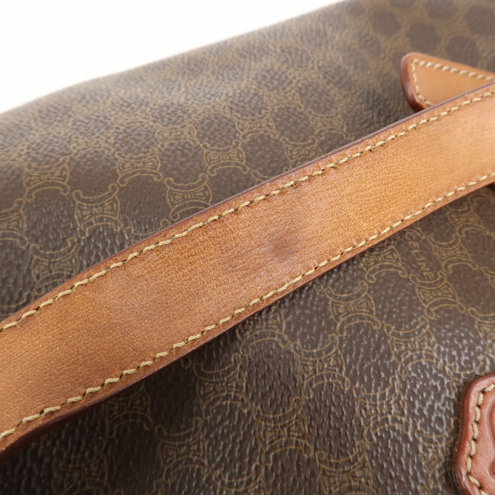 CELINE Macadam PVC Leather Tote Bag Hand Bag Brown