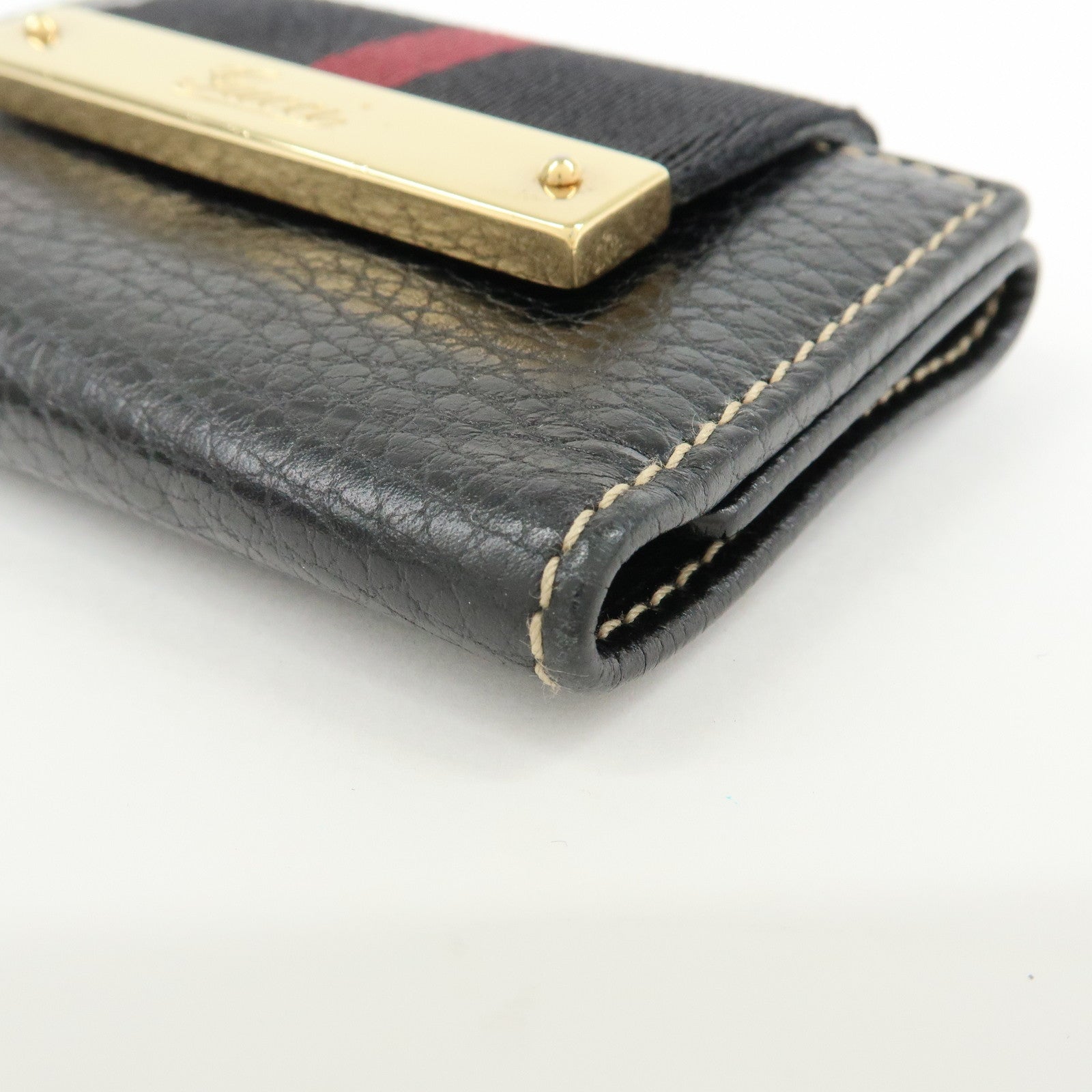 GUCCI Sherry Leather 6 Ring Key Case Key Holder Black 181673