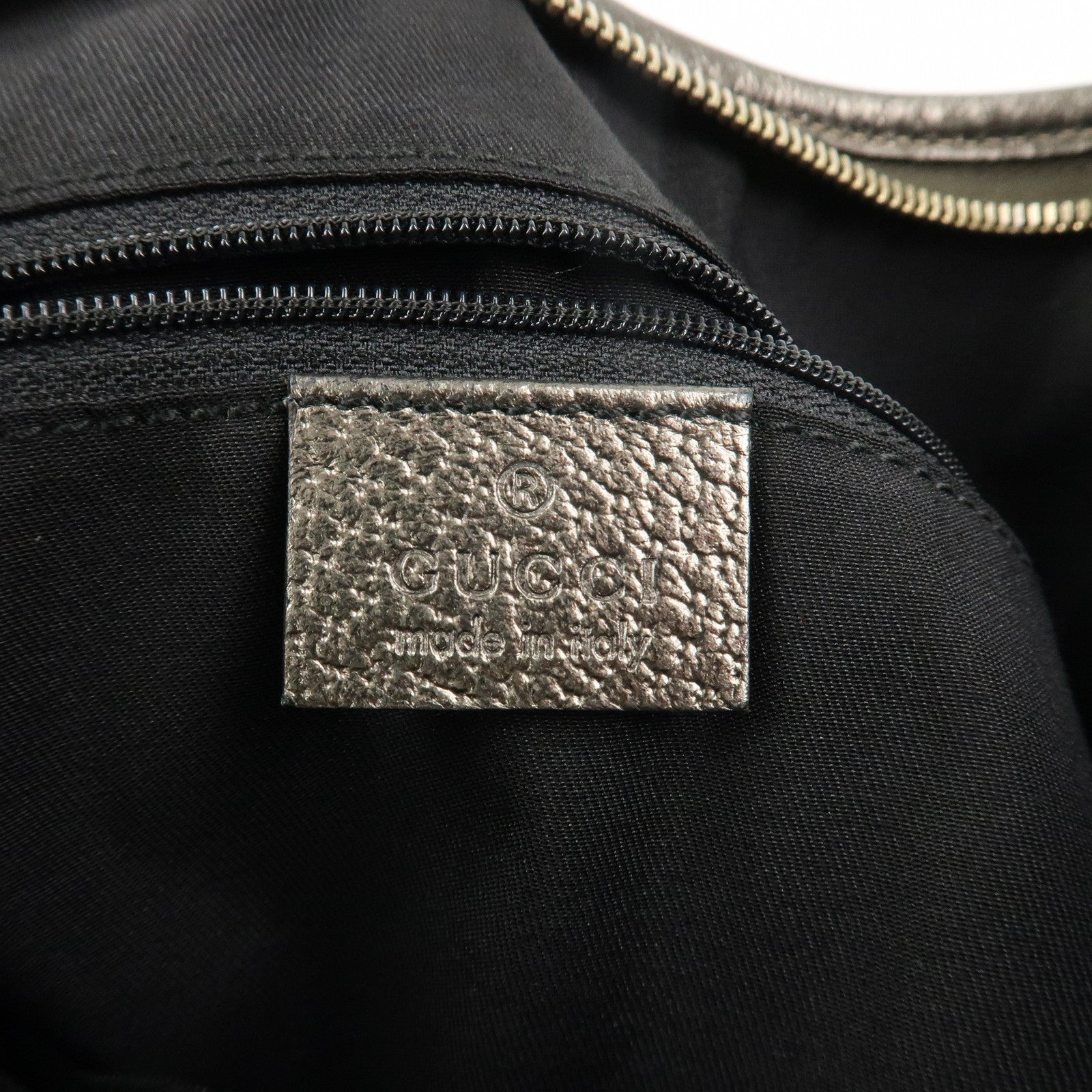 GUCCI Abbey Canvas Leather Shoulder Bag Beige Silver Gray 130737