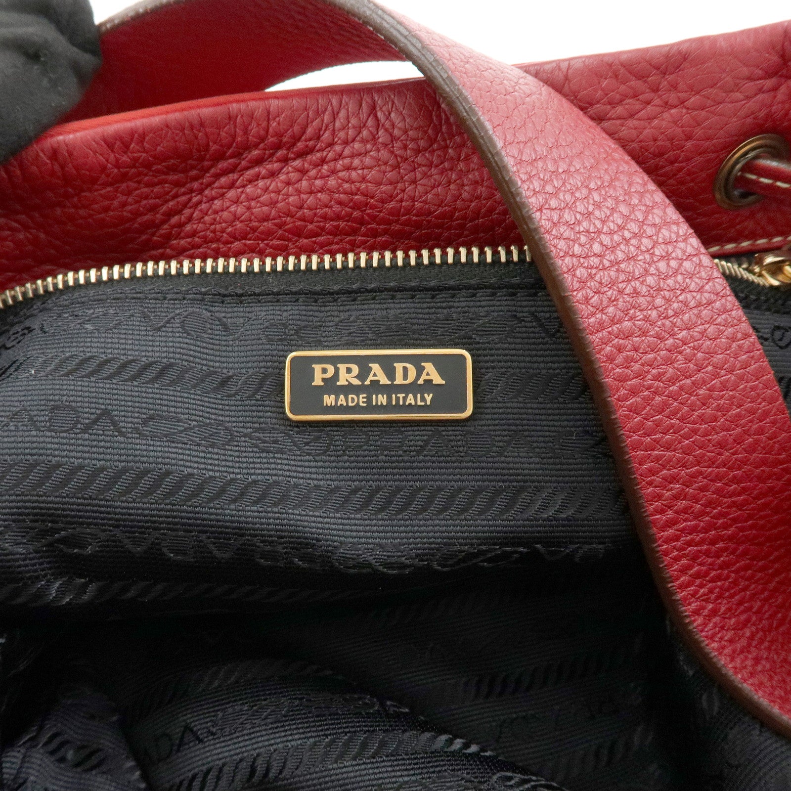 PRADA Triangle Logo Nylon Leather Shoulder Bag Hand Bag Red