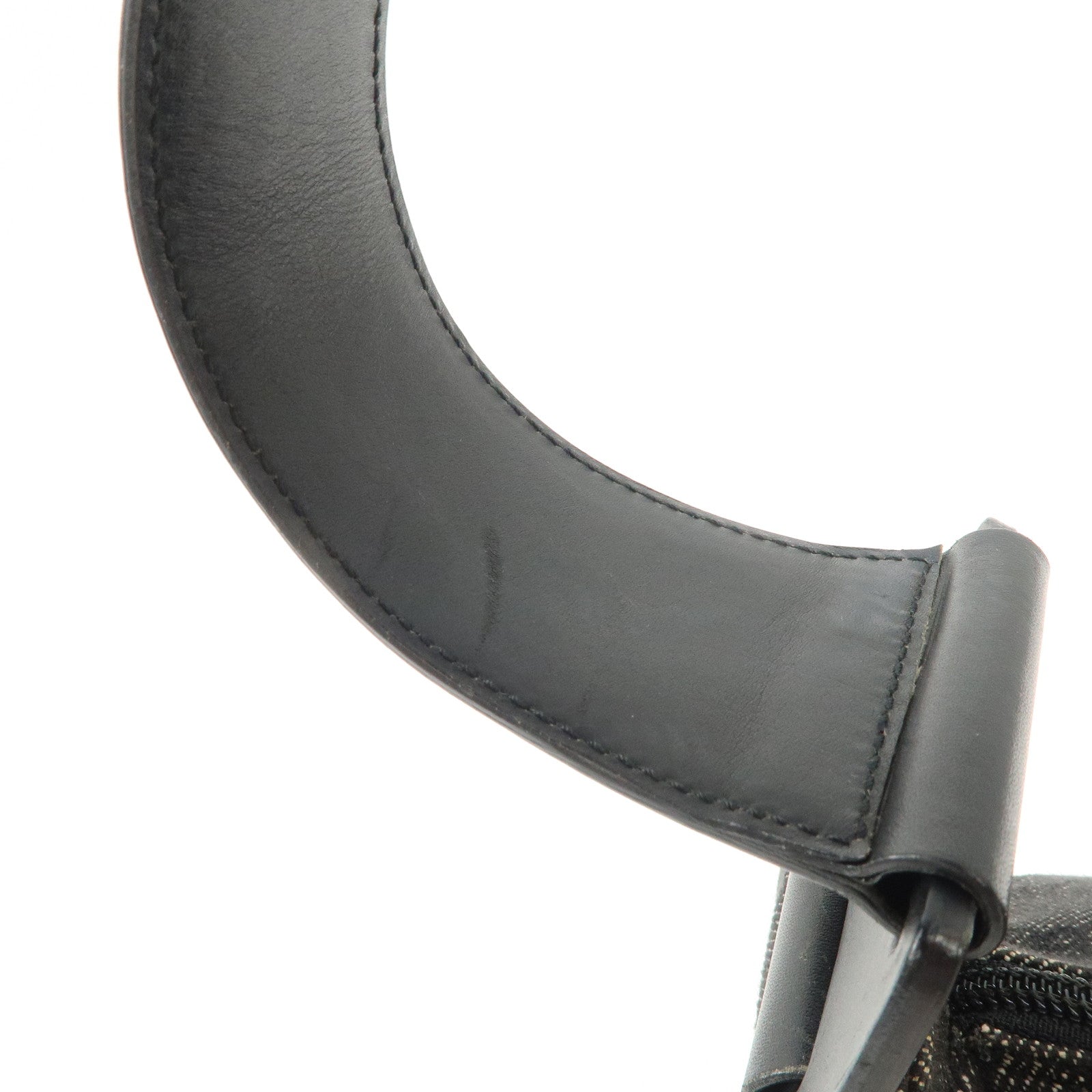 GUCCI GG Canvas Leather Shoulder Bag Hand Bag Black 92699 Used