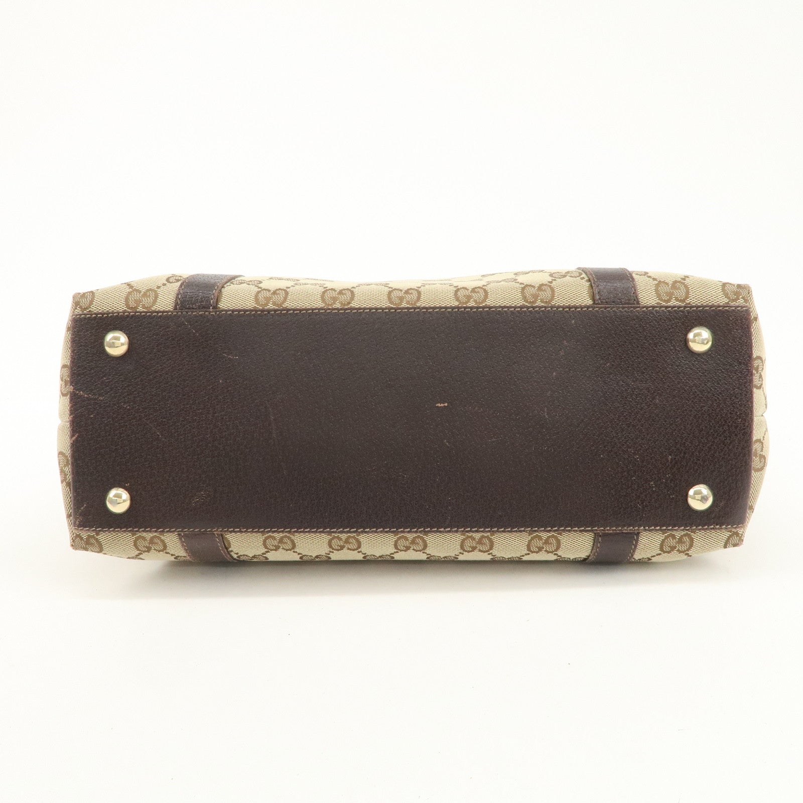 GUCCI Abbey GG Canvas Leather Tote Bag Hand Bag Beige 141470 Used