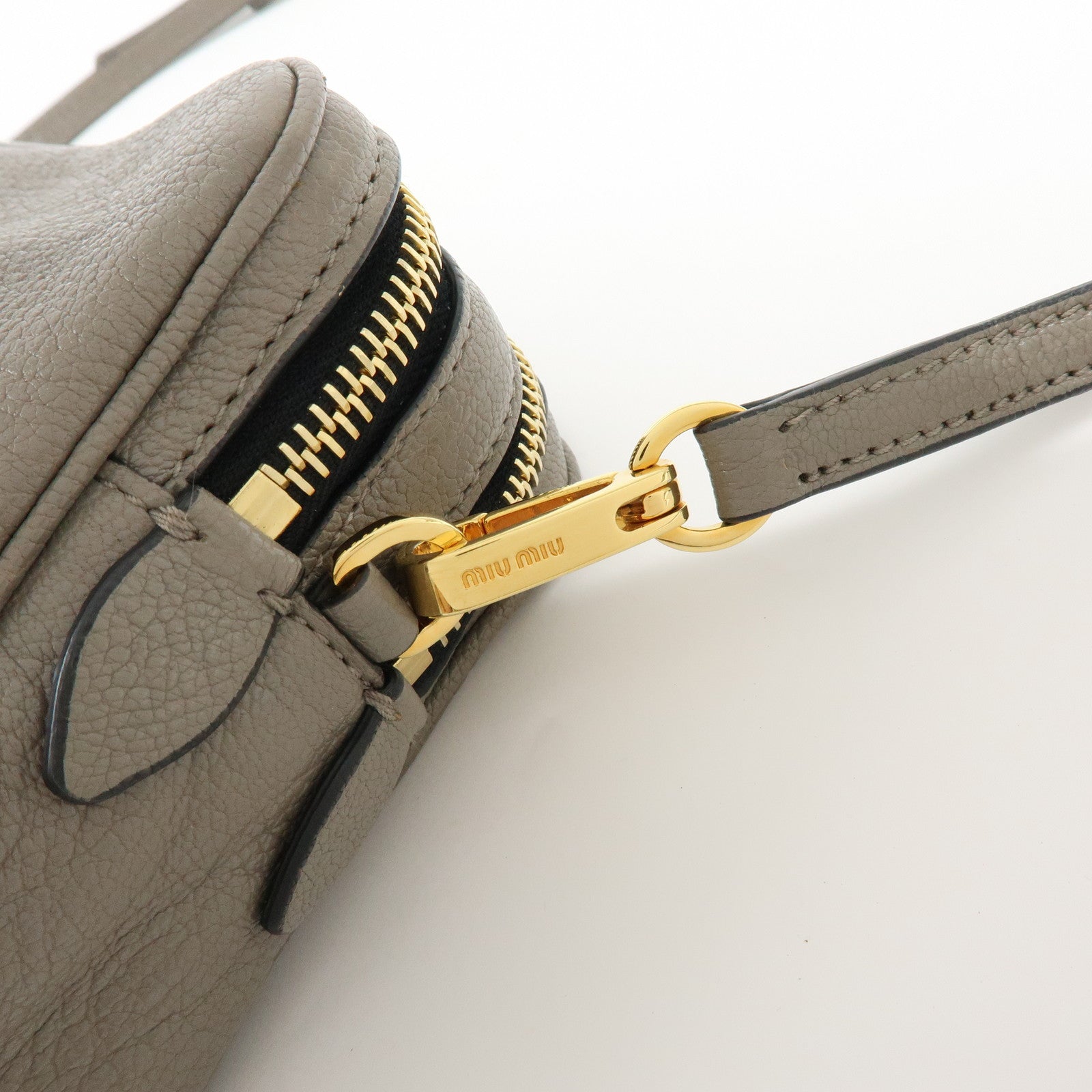 MIU MIU Madras Leather Shoulder Bag Crossbody Bag Gray