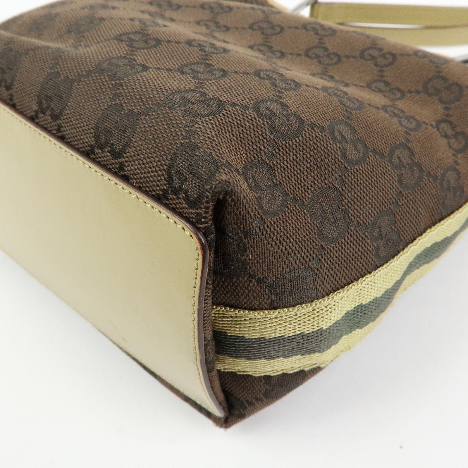 GUCCI GG Canvas Leather Tote Bag Shoulder Bag Brown Beige 31244