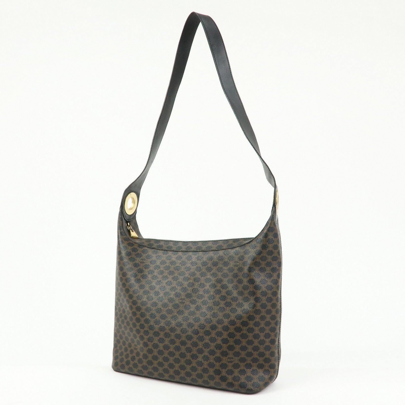 CELINE Macadam PVC Leather Shoulder Bag Crossbody Bag Black Brown