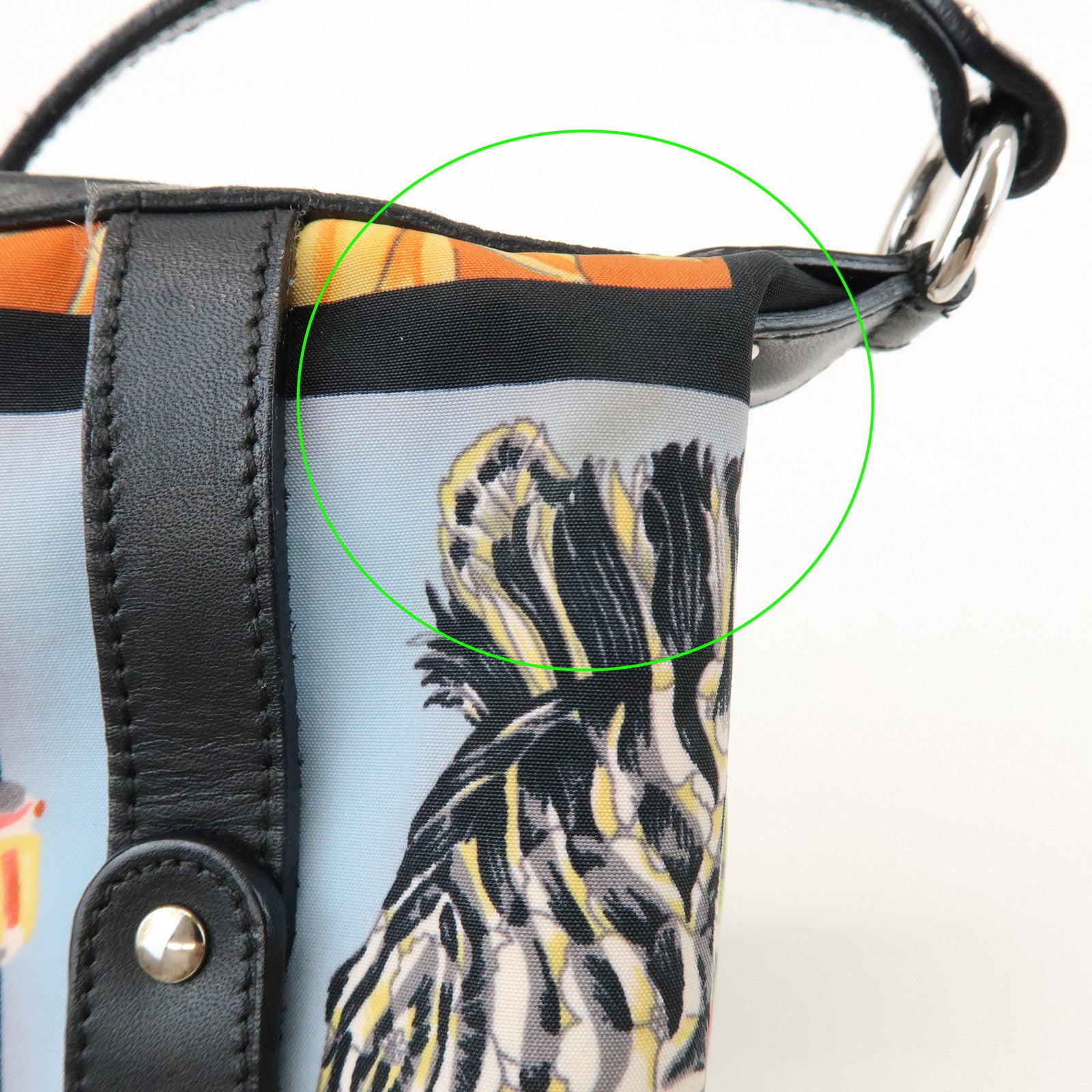 Ferragamo Nylon Leather Shoulder Bag Black Multicolor Animal