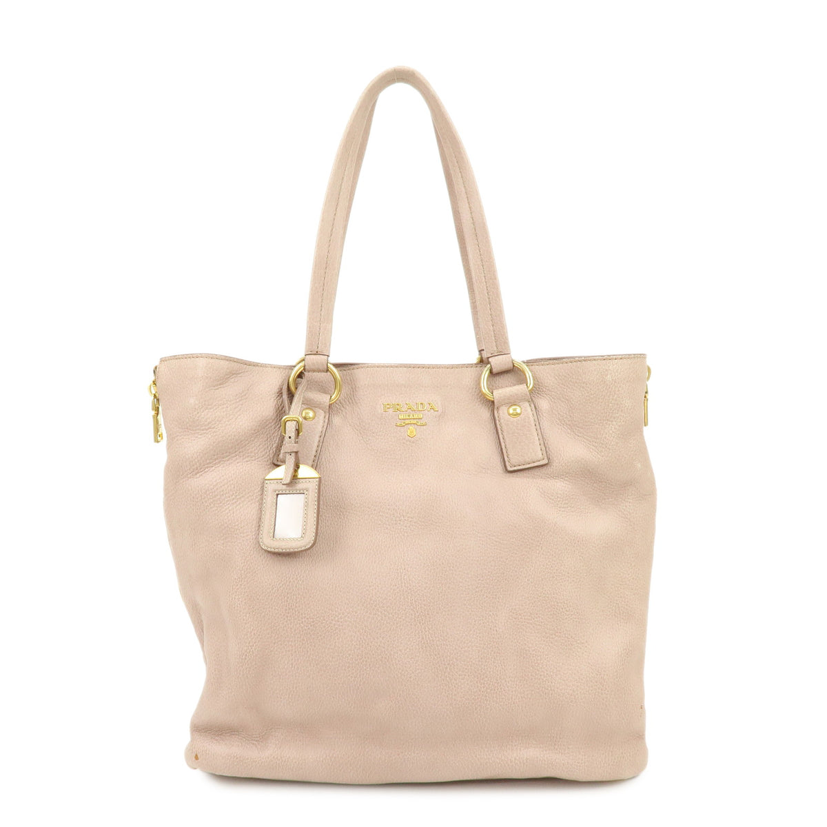PRADA Logo Leather Tote Bag Shoulder Bag Pink
