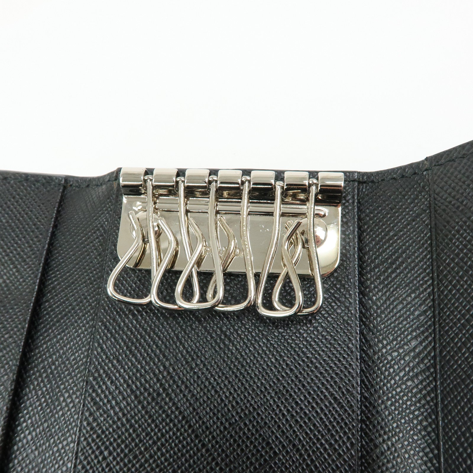 PRADA Saffiano Leather 6 Ring Key Case Key Holder Black 2PG222
