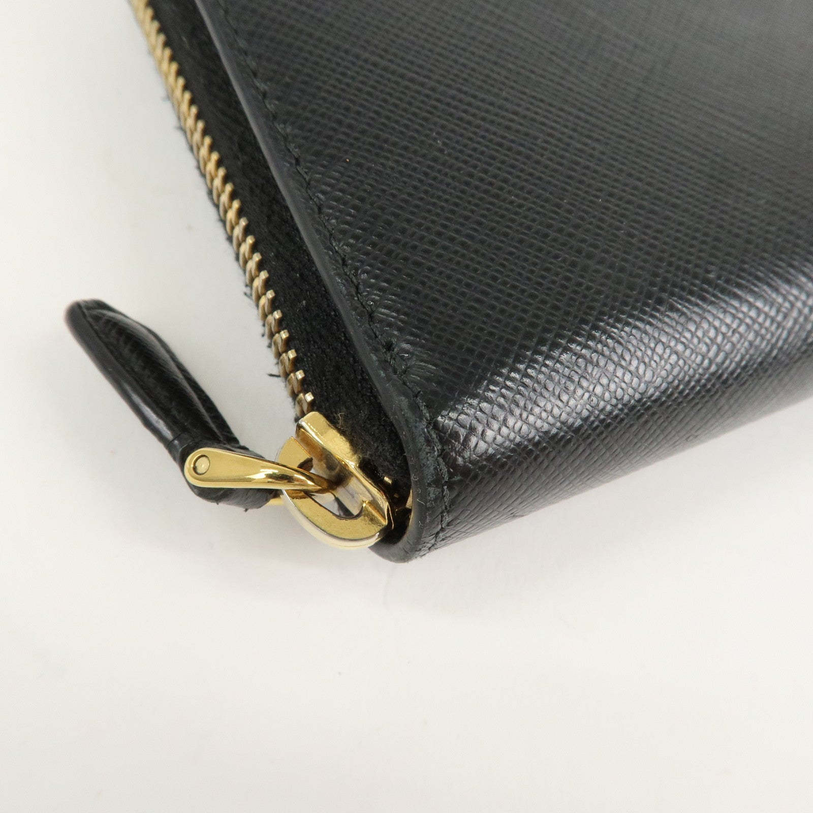 PRADA Logo Saffiano Leather Zippy Long Wallet Black 1ML506