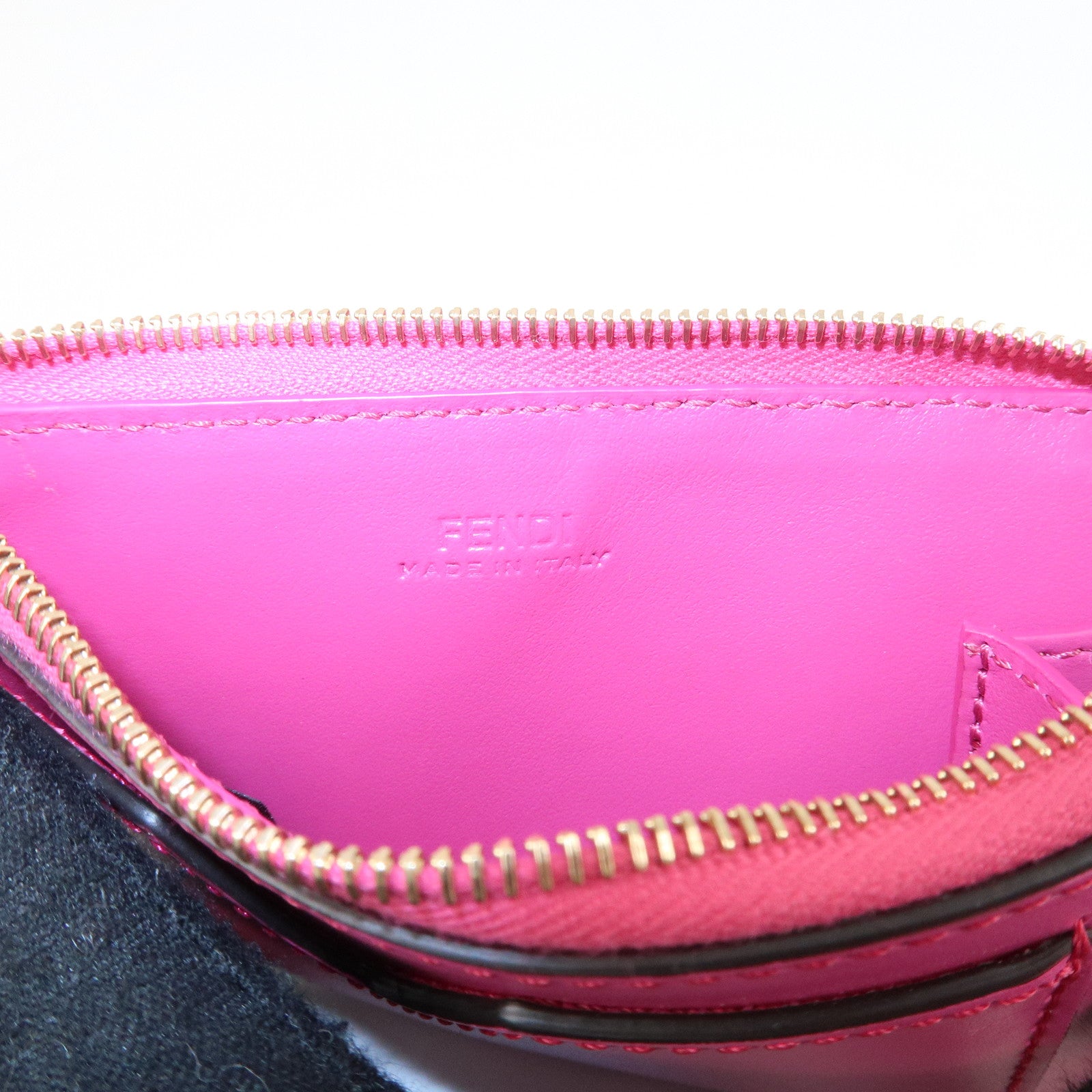 FENDI Peekaboo Leather Card Case Fragment Case Coin Case Pink 8M0489 Used