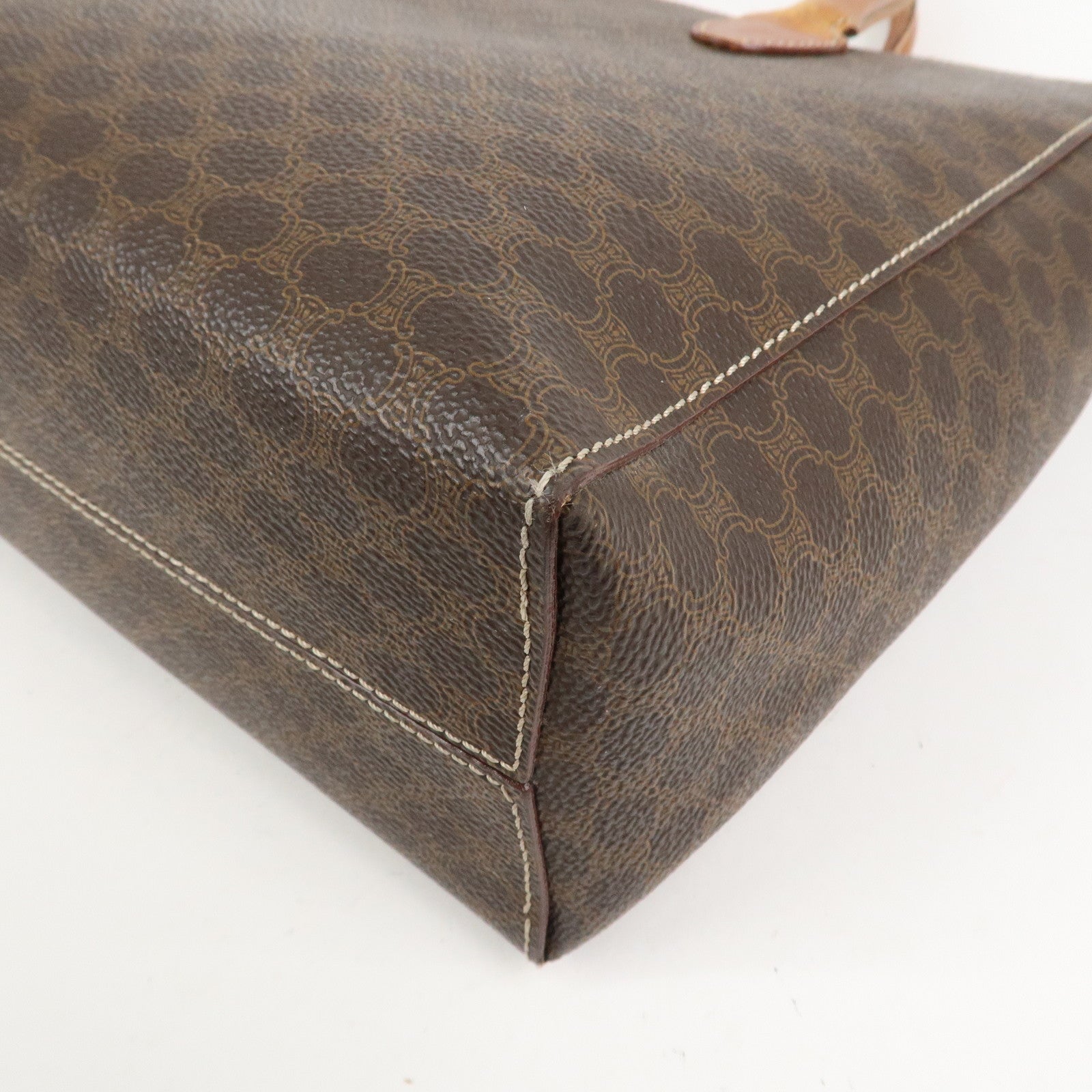 CELINE Macadam PVC Leather Tote Bag Hand Bag Brown