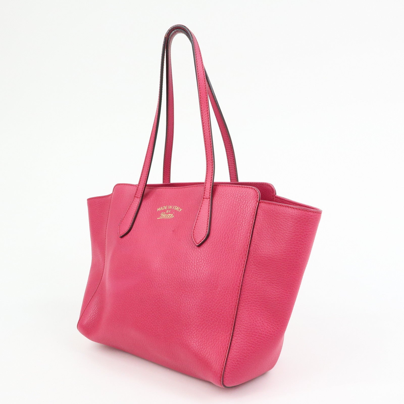 GUCCI Swing Leather Medium Tote Bag Shoulder Bag Pink 354408